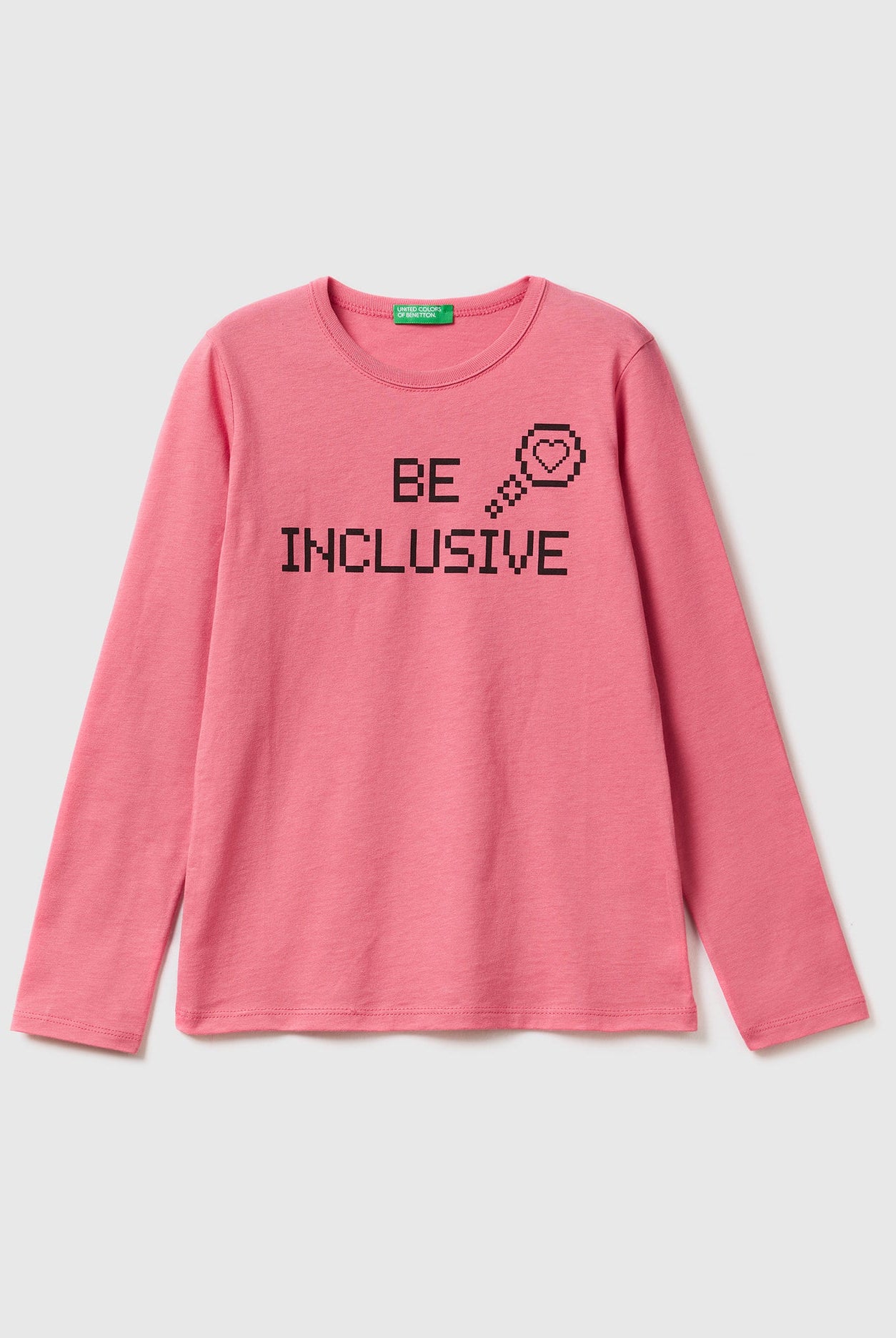 يونايتد كولورز اوف بينيتون تيشيرت اطفالي قطن بأكمام طويلة 100% مع طباعة العصدر