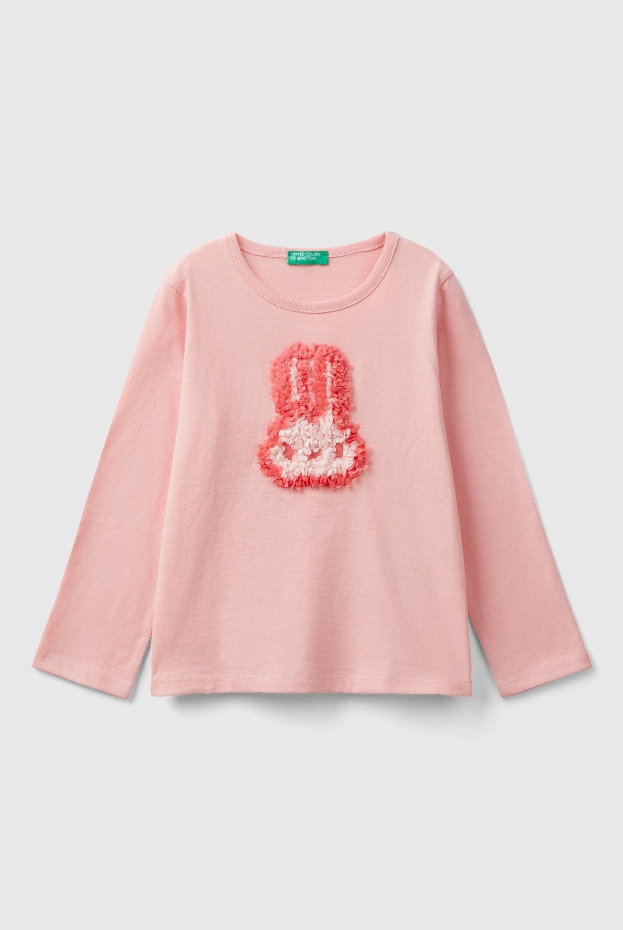 يونايتد كولورز اوف بينيتون تيشيرت بتطريز على شكل أرنب كم طويل بناتي