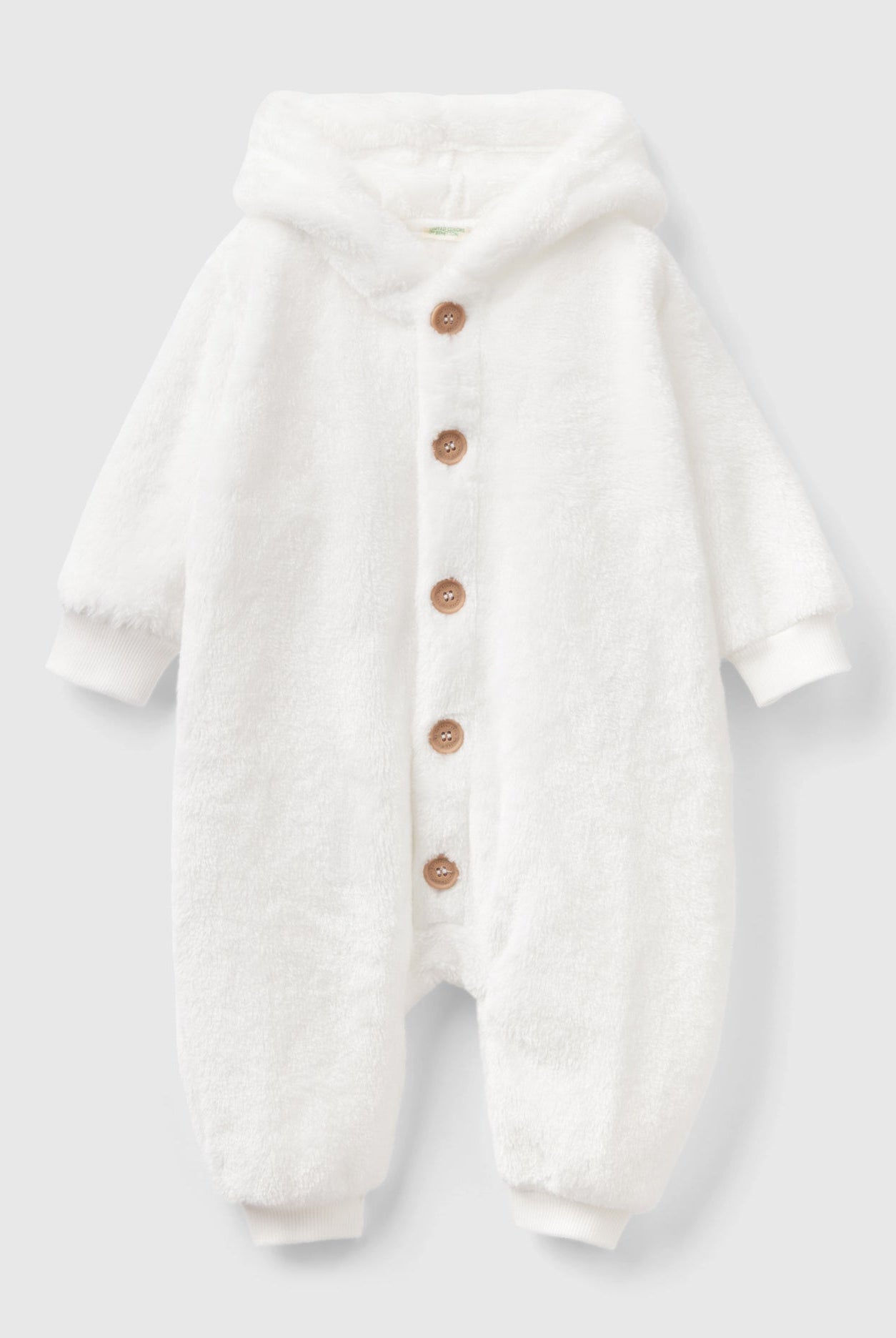 يونايتد كولورز اوف بينيتون جامبسوت رضع ناعم بازرار وغطاء للرأس