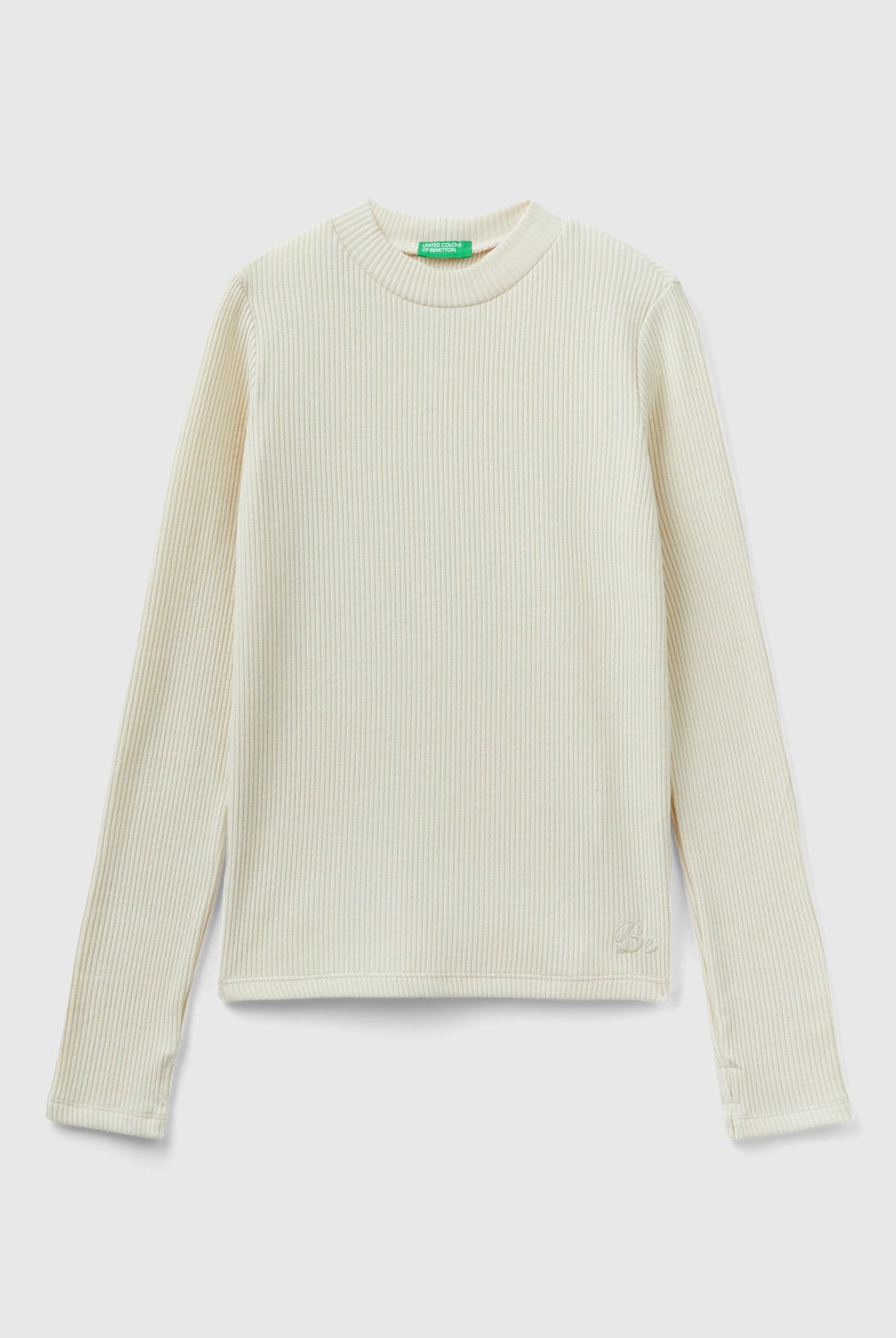 يونايتد كولورز اوف بينيتون تي شيرت بناتي بفتحة اصبع في الكم