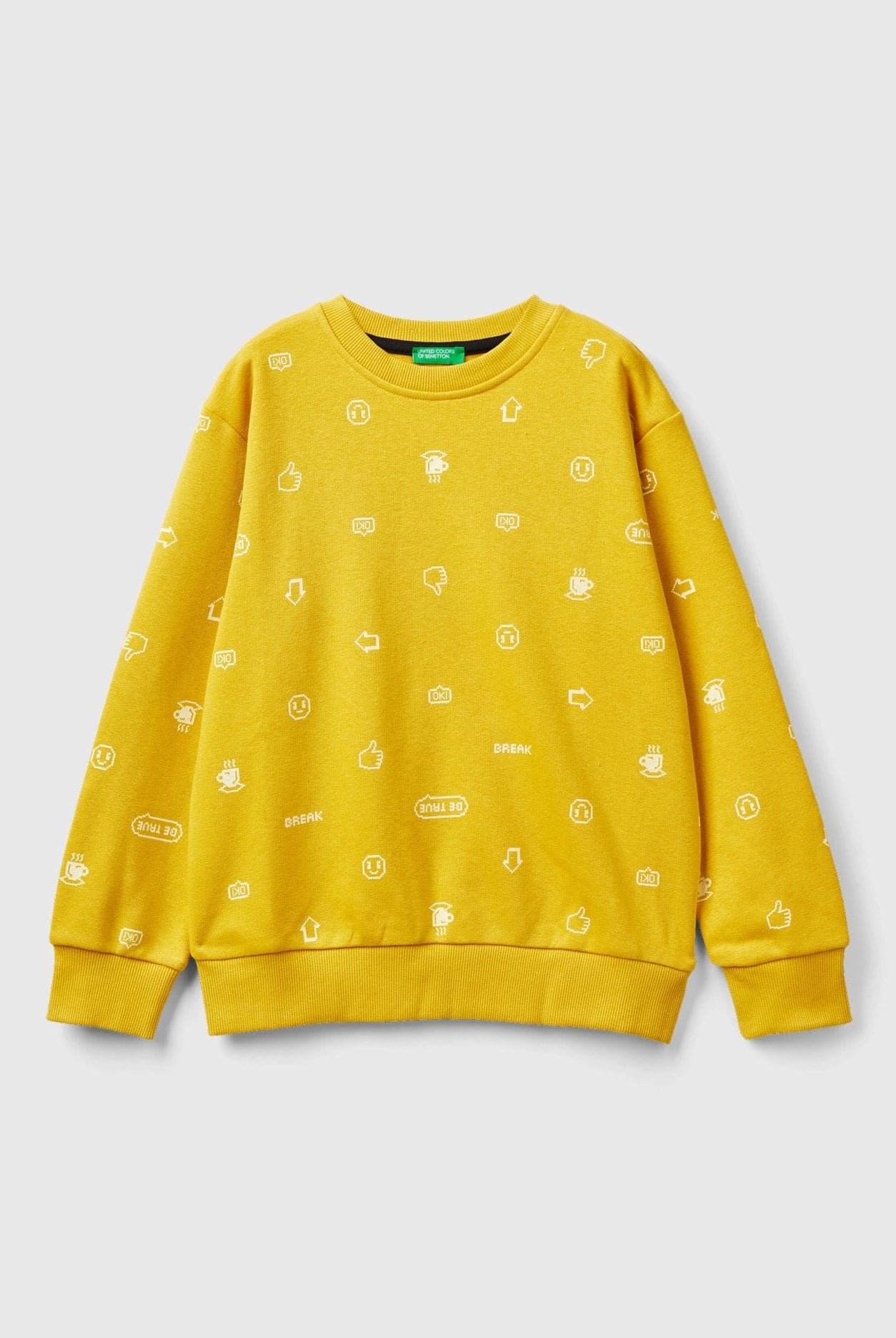 يونايتد كولورز اوف بينيتون سترة مطبوعة باللون الأصفر كم طويل ولادي