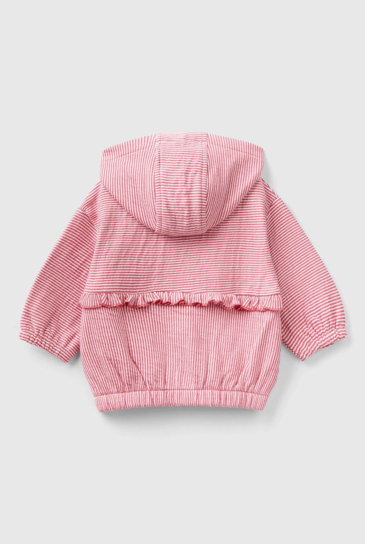 يونايتد كولورز اوف بينيتون قميص بقبعة مخطط بكشكشة بسحاب كم طويل رضع أطفال