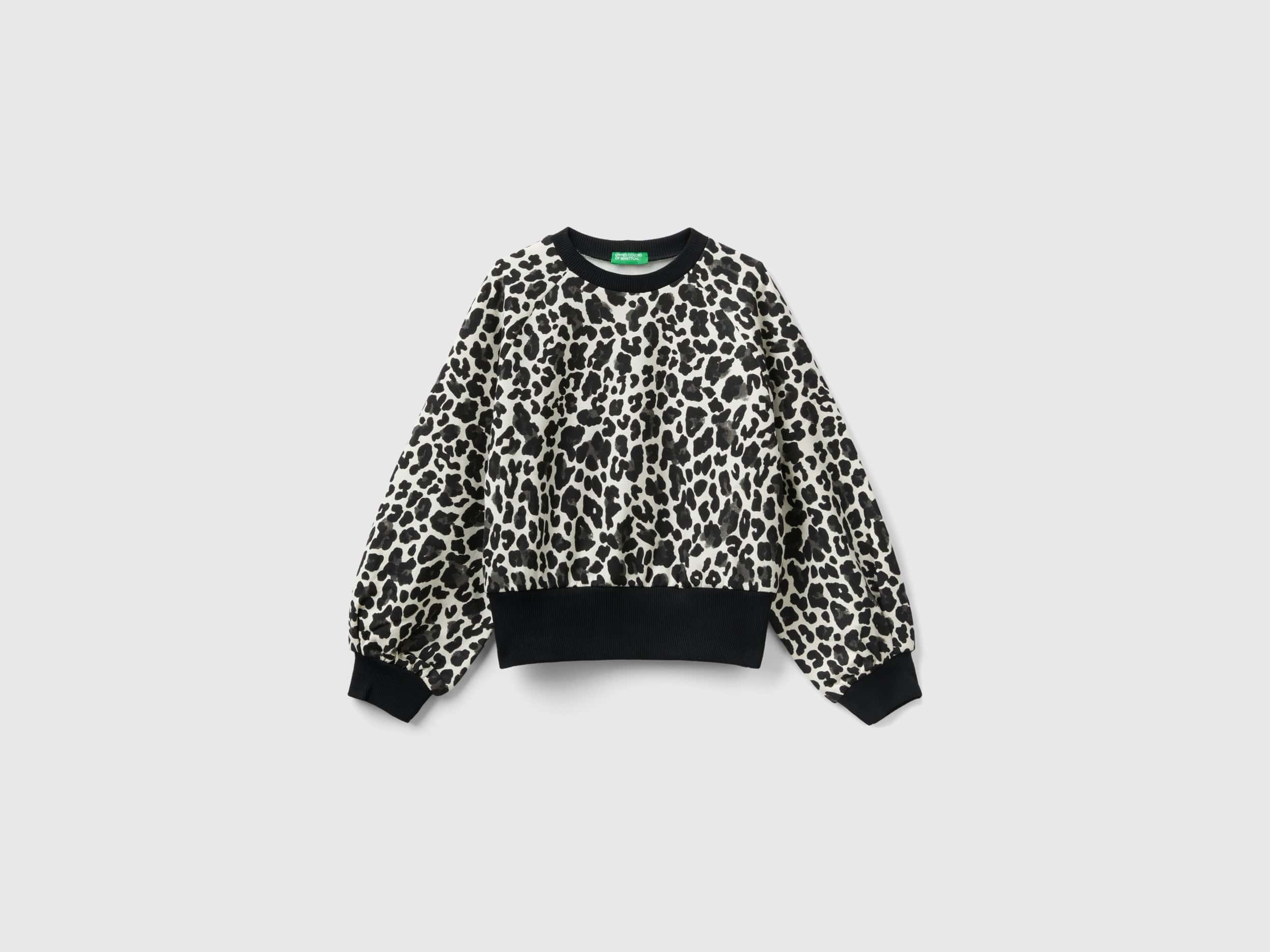 يونايتد كولورز اوف بينيتون سويت شيرت بنقشة حيوانات من خليط القطن المطاطي أطفالي