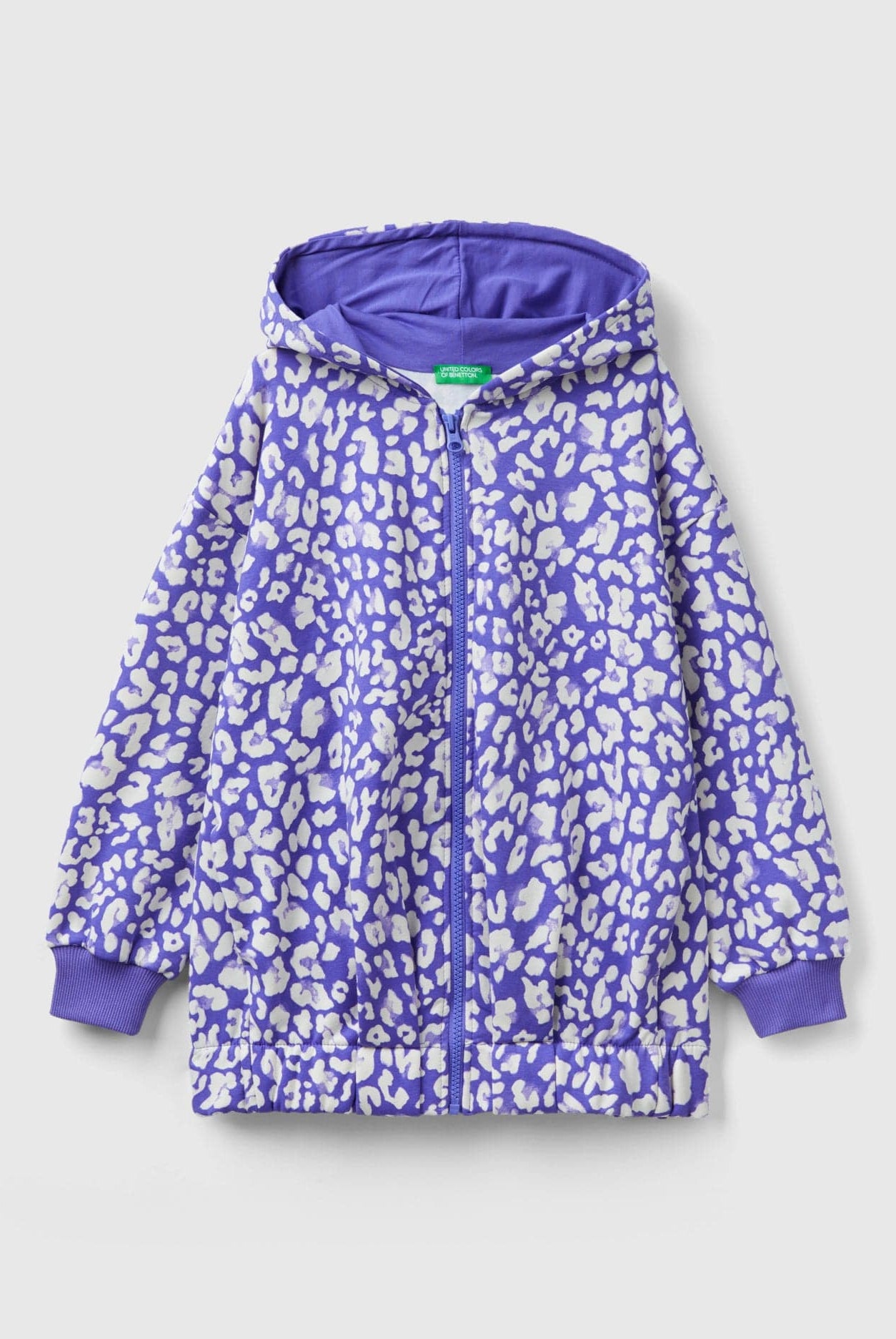 يونايتد كولورز اوف بينيتون هودي بناتي بأكمام طويلة وسحاب مشجر