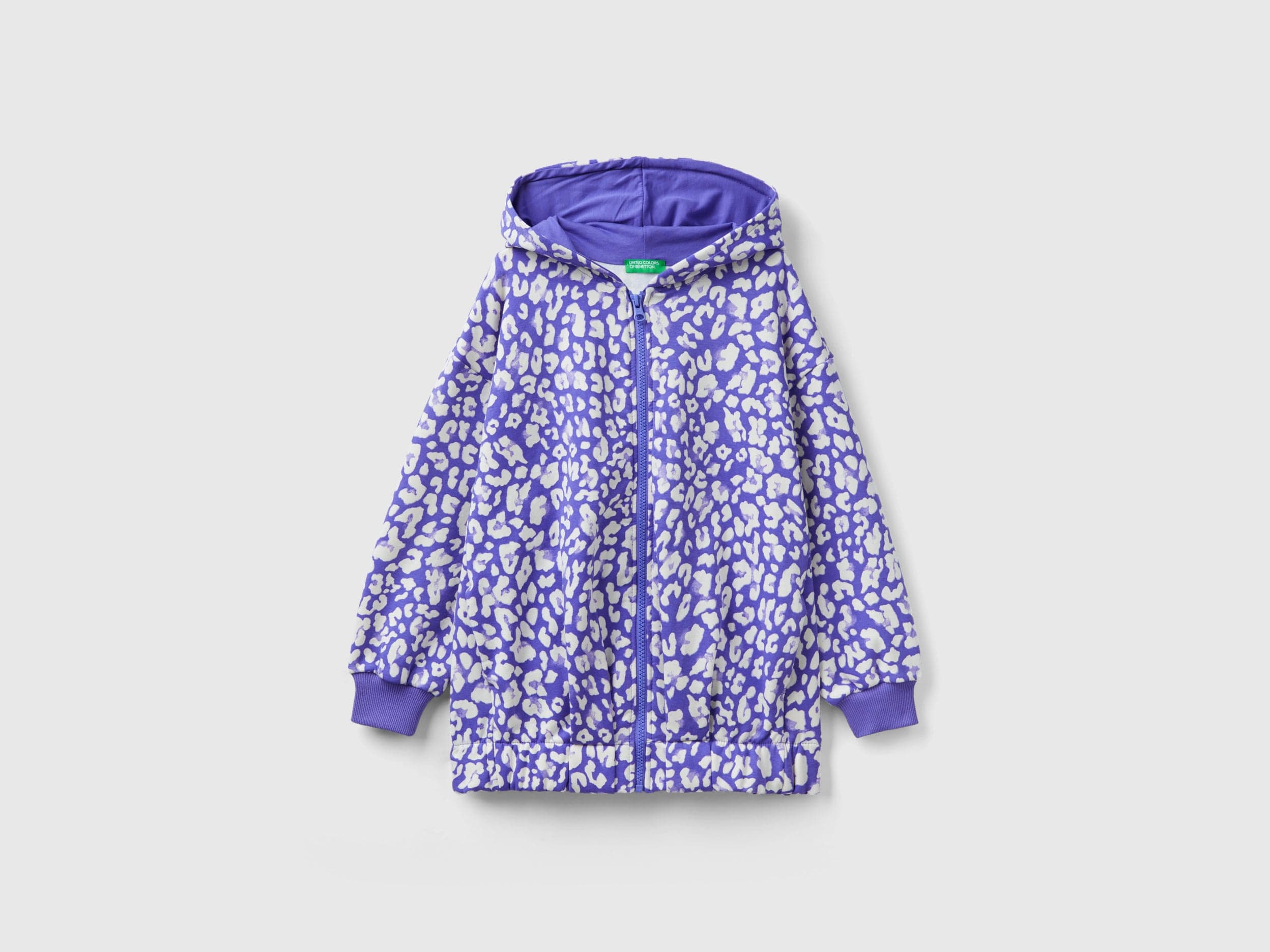 يونايتد كولورز اوف بينيتون هودي بناتي بأكمام طويلة وسحاب مشجر