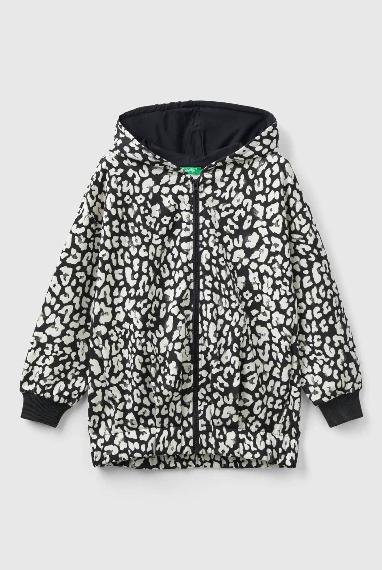 يونايتد كولورز اوف بينيتون هودي بناتي بأكمام طويلة وسحاب مشجر