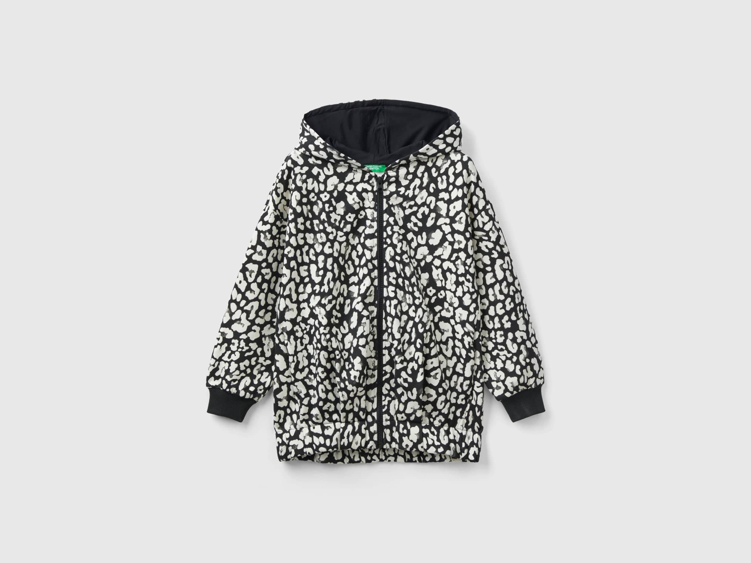 يونايتد كولورز اوف بينيتون هودي بناتي بأكمام طويلة وسحاب مشجر