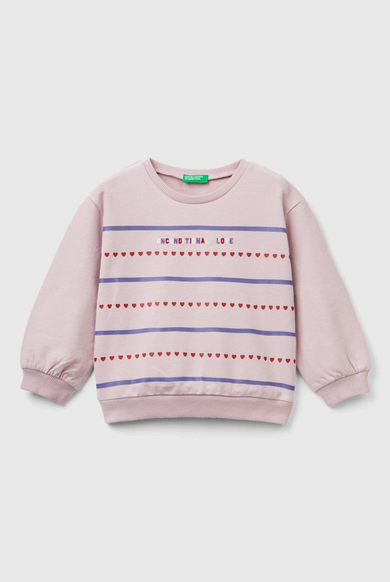 يونايتد كولورز اوف بينيتون سويت شيرت بطبعة وتطريز مخطط بالعرض كم طويل بناتي