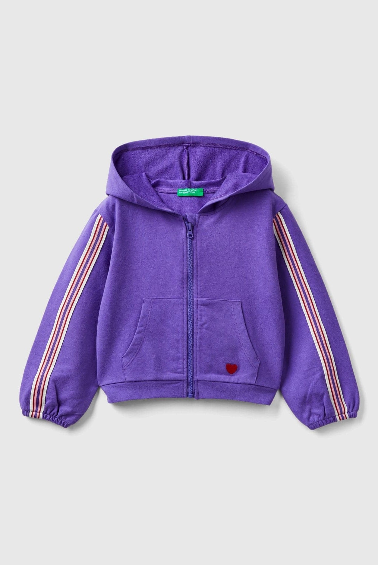 يونايتد كولورز اوف بينيتون سويت شيرت مخطط بسحاب بناتي بخطوط على الأكمام