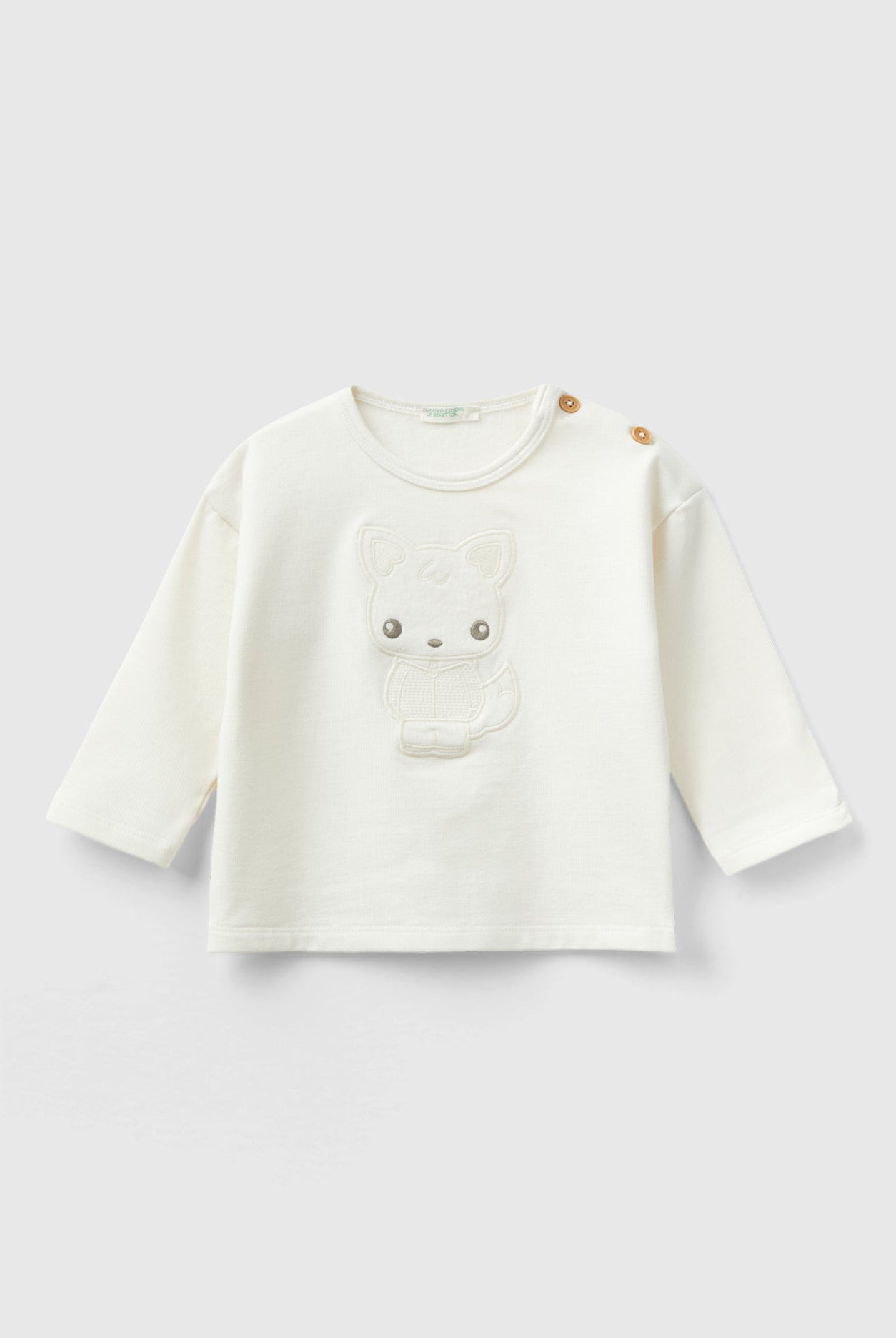 يونايتد كولورز اوف بينيتون تيشيرت بتفاصيل ياقة وطبعة حيوانات رضع