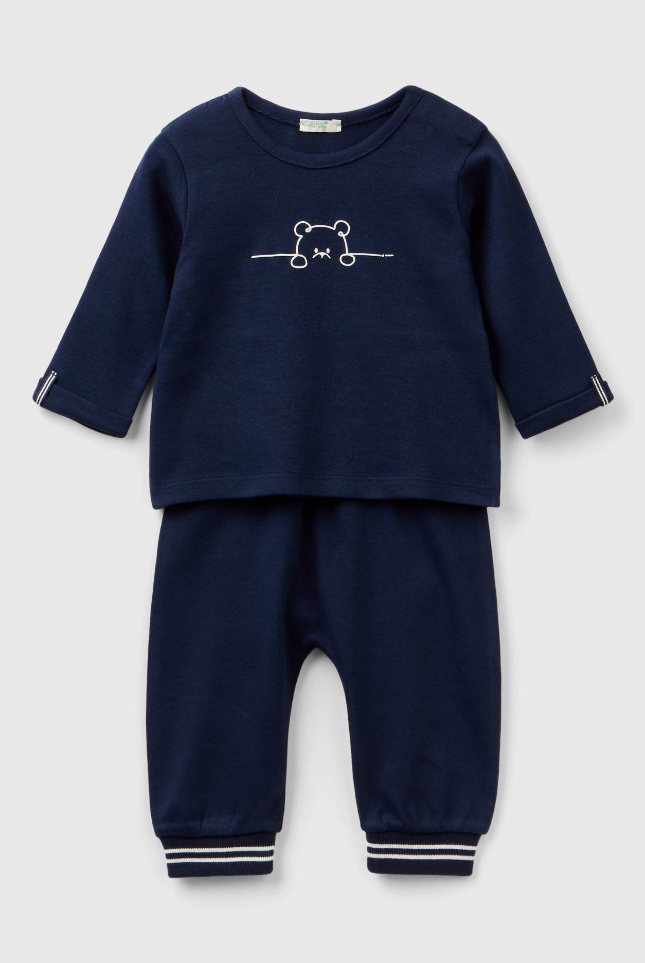 يونايتد كولورز اوف بينيتون طقم رضع متطابق من القطن الخالص بنسبة 100% مع رسمة