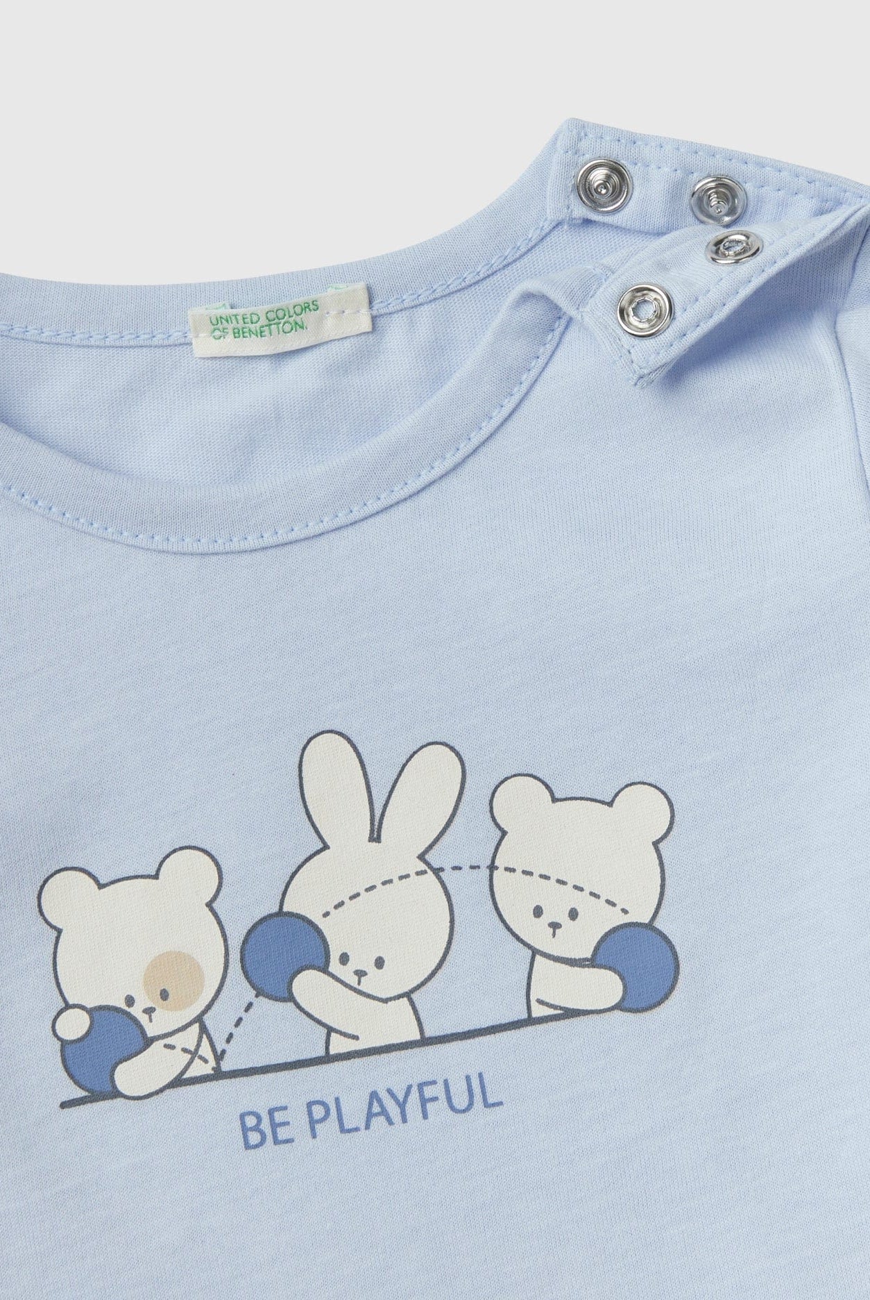 يونايتد كولورز اوف بينيتون تيشيرت قطن بطبعة أمامية كم طويل رضع أطفال