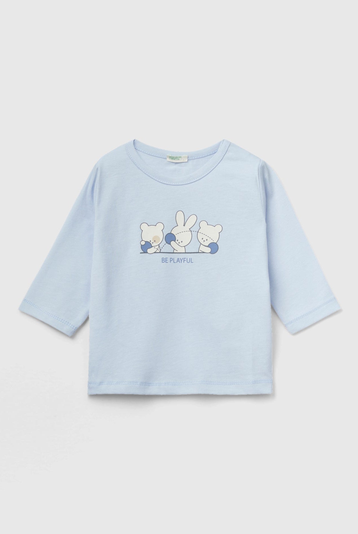 يونايتد كولورز اوف بينيتون تيشيرت قطن بطبعة أمامية كم طويل رضع أطفال