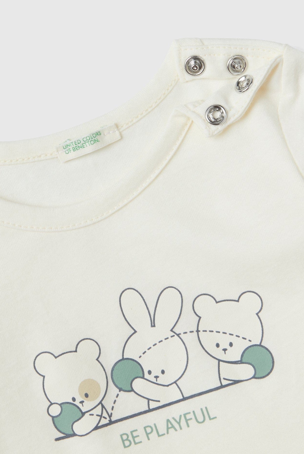 يونايتد كولورز اوف بينيتون تيشيرت قطن بطبعة أمامية كم طويل رضع أطفال