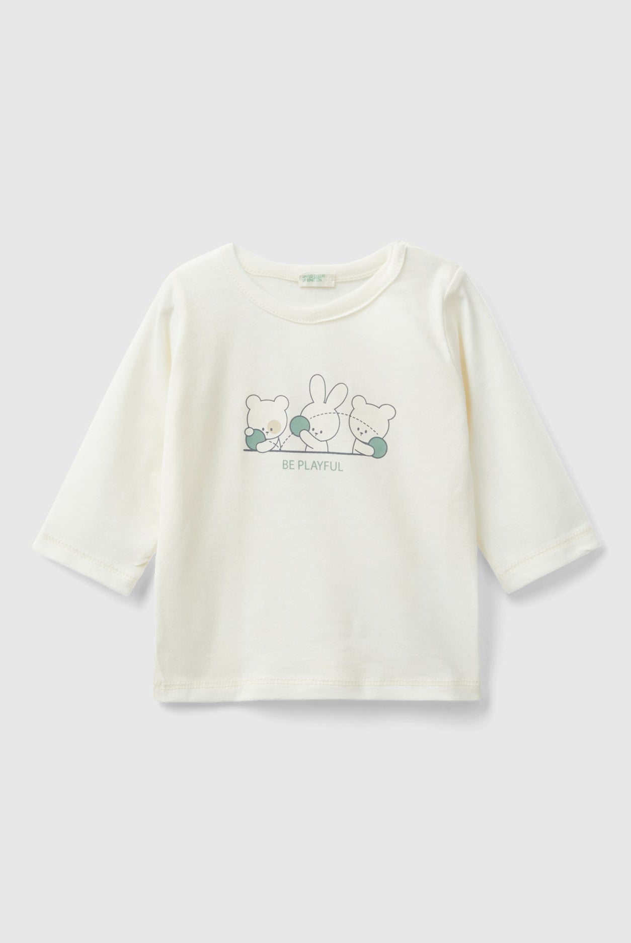 يونايتد كولورز اوف بينيتون تيشيرت قطن بطبعة أمامية كم طويل رضع أطفال