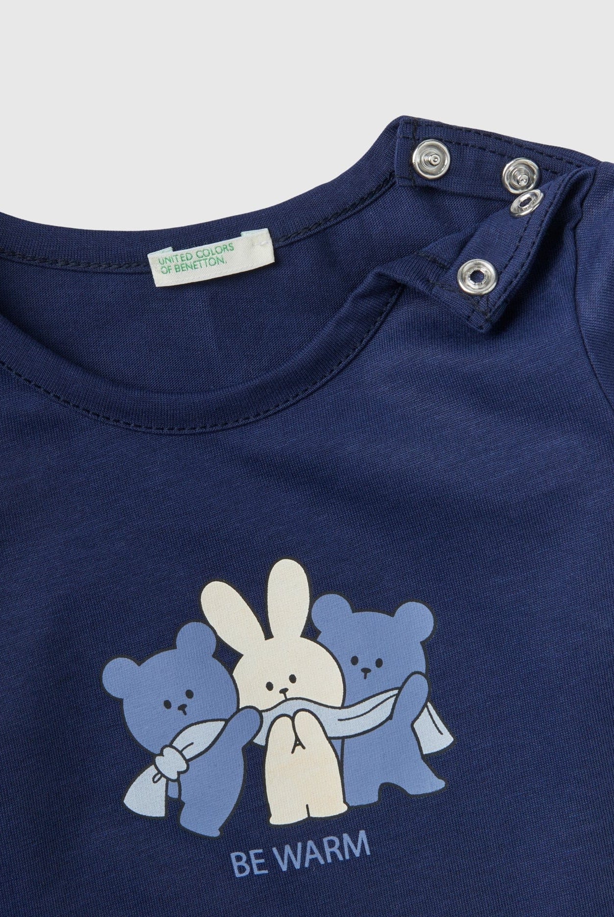 يونايتد كولورز اوف بينيتون تيشيرت قطن بطبعة أمامية كم طويل رضع أطفال