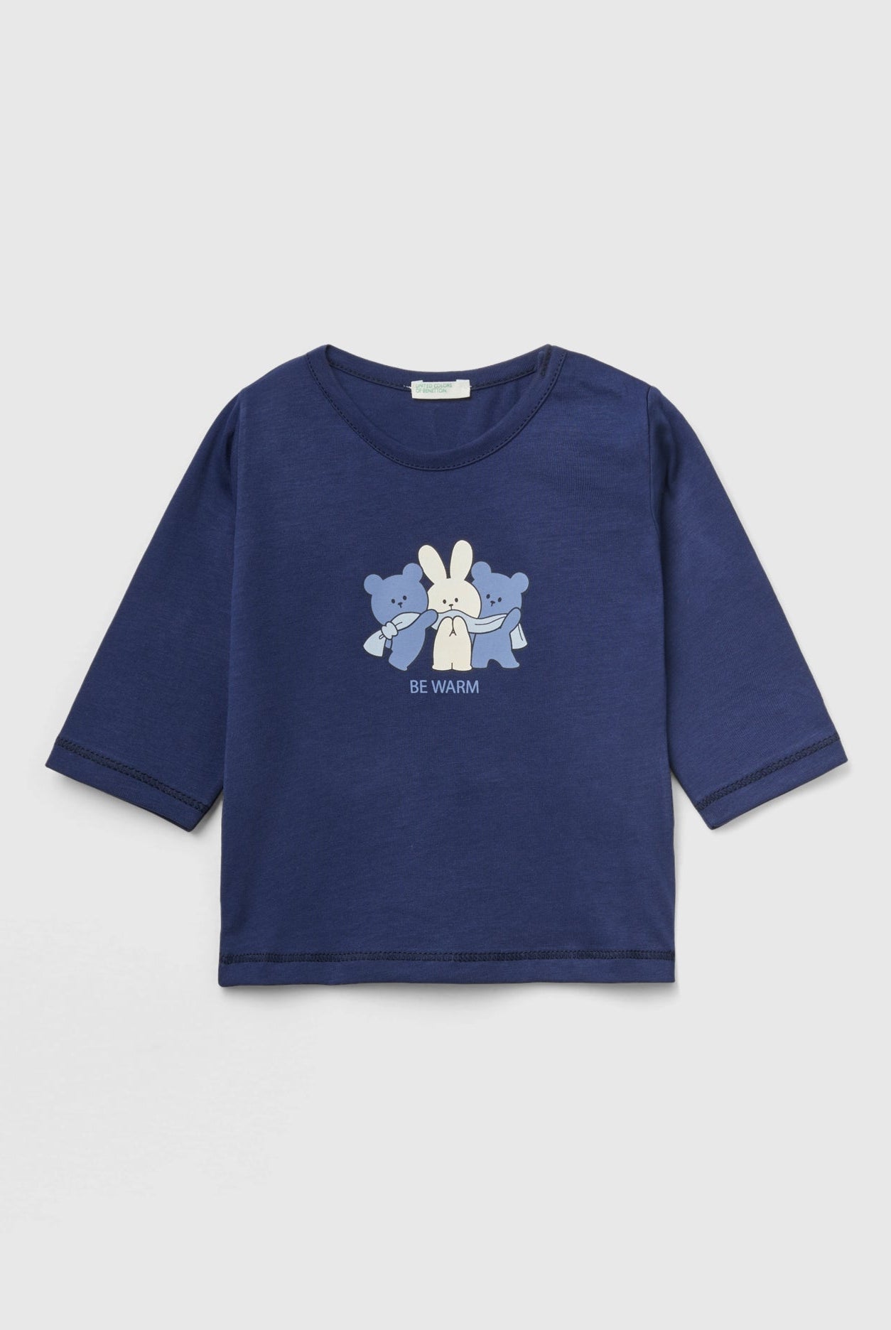 يونايتد كولورز اوف بينيتون تيشيرت قطن بطبعة أمامية كم طويل رضع أطفال