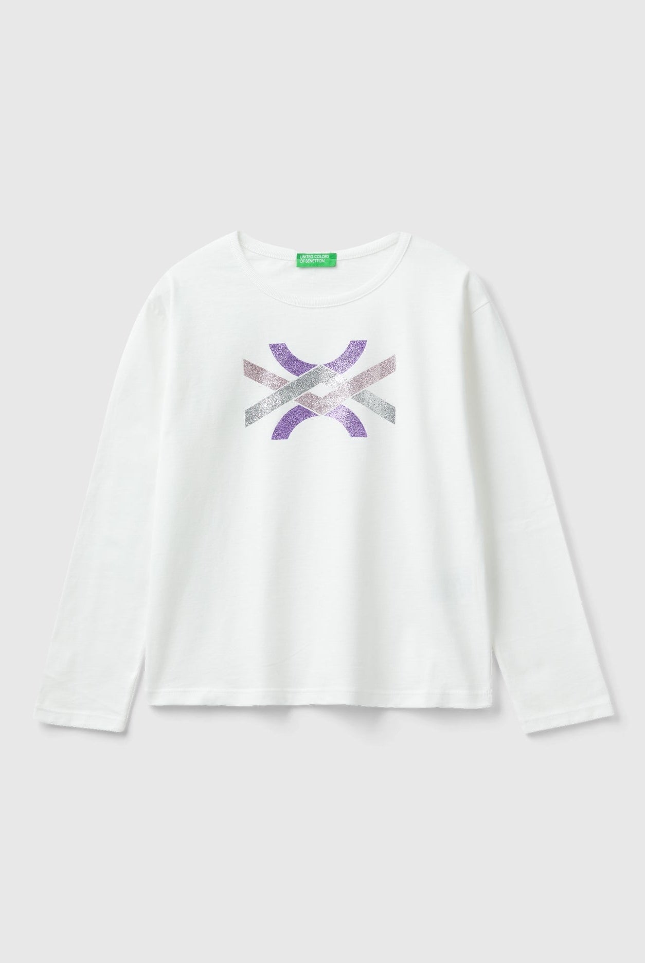 يونايتد كولورز اوف بينيتون تي شيرت من القطن العضوي بلمعة كم طويل أطفال