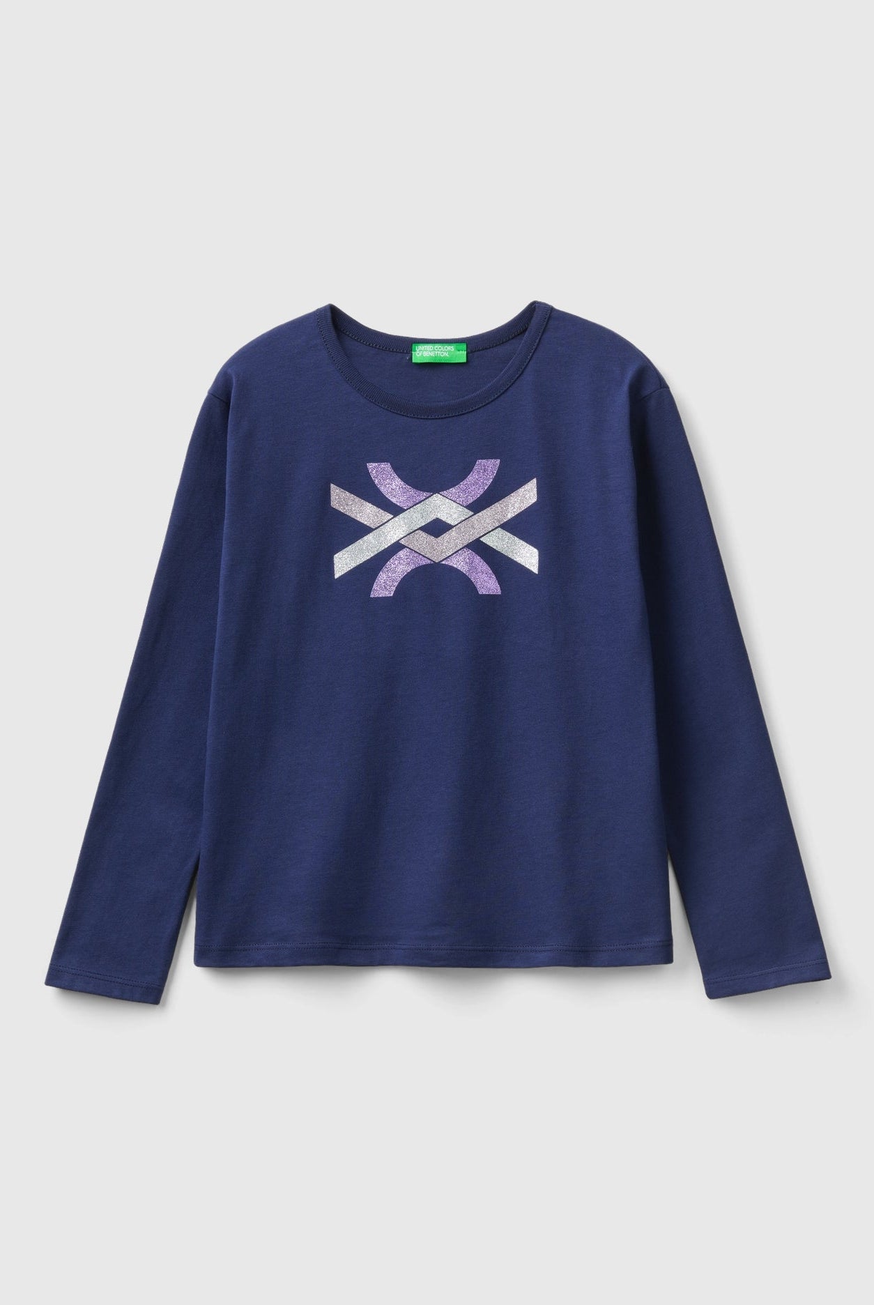 يونايتد كولورز اوف بينيتون تي شيرت من القطن العضوي بلمعة كم طويل أطفال
