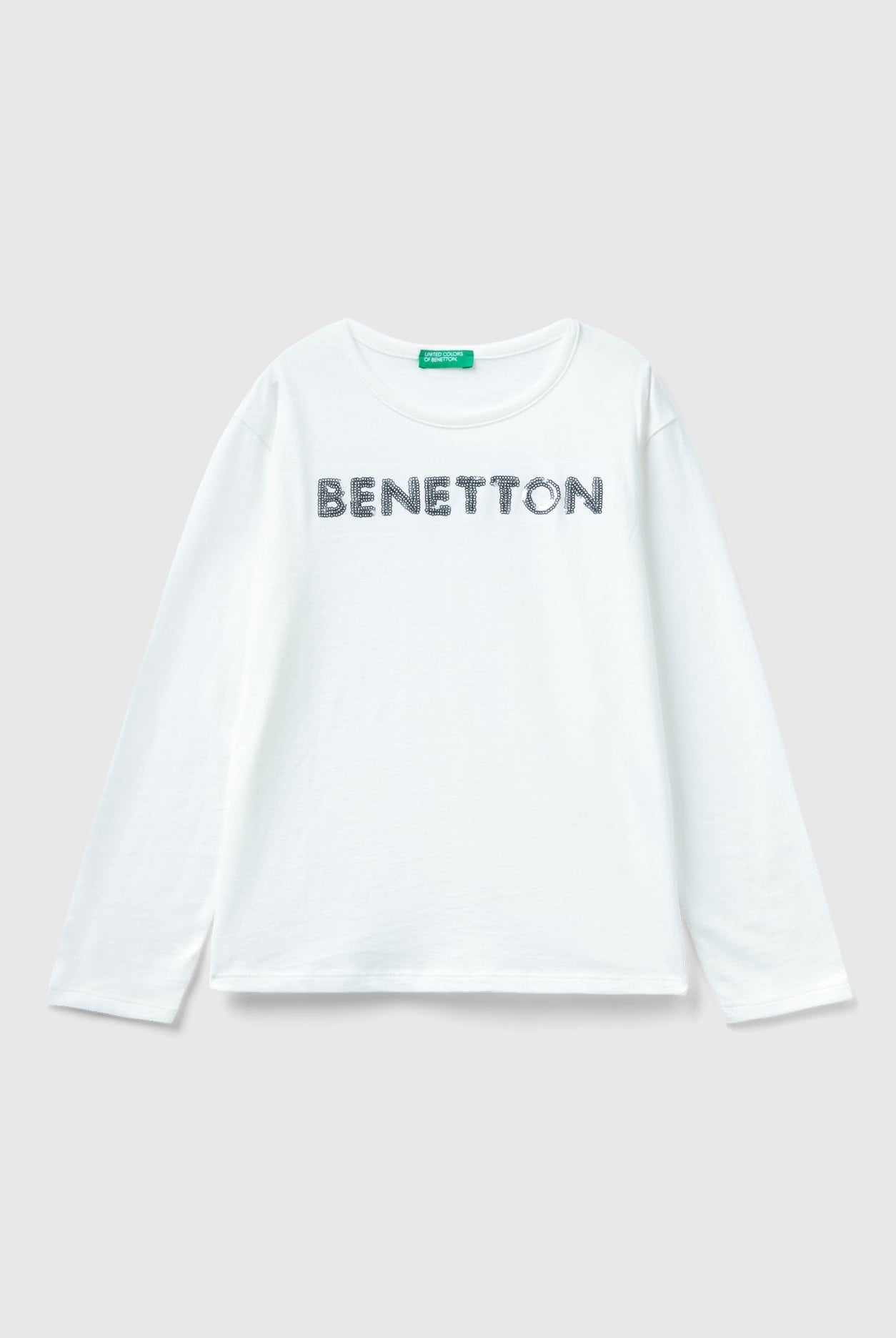 يونايتد كولورز اوف بينيتون تيشيرت من القطن مع الترتر كم طويل أطفالي