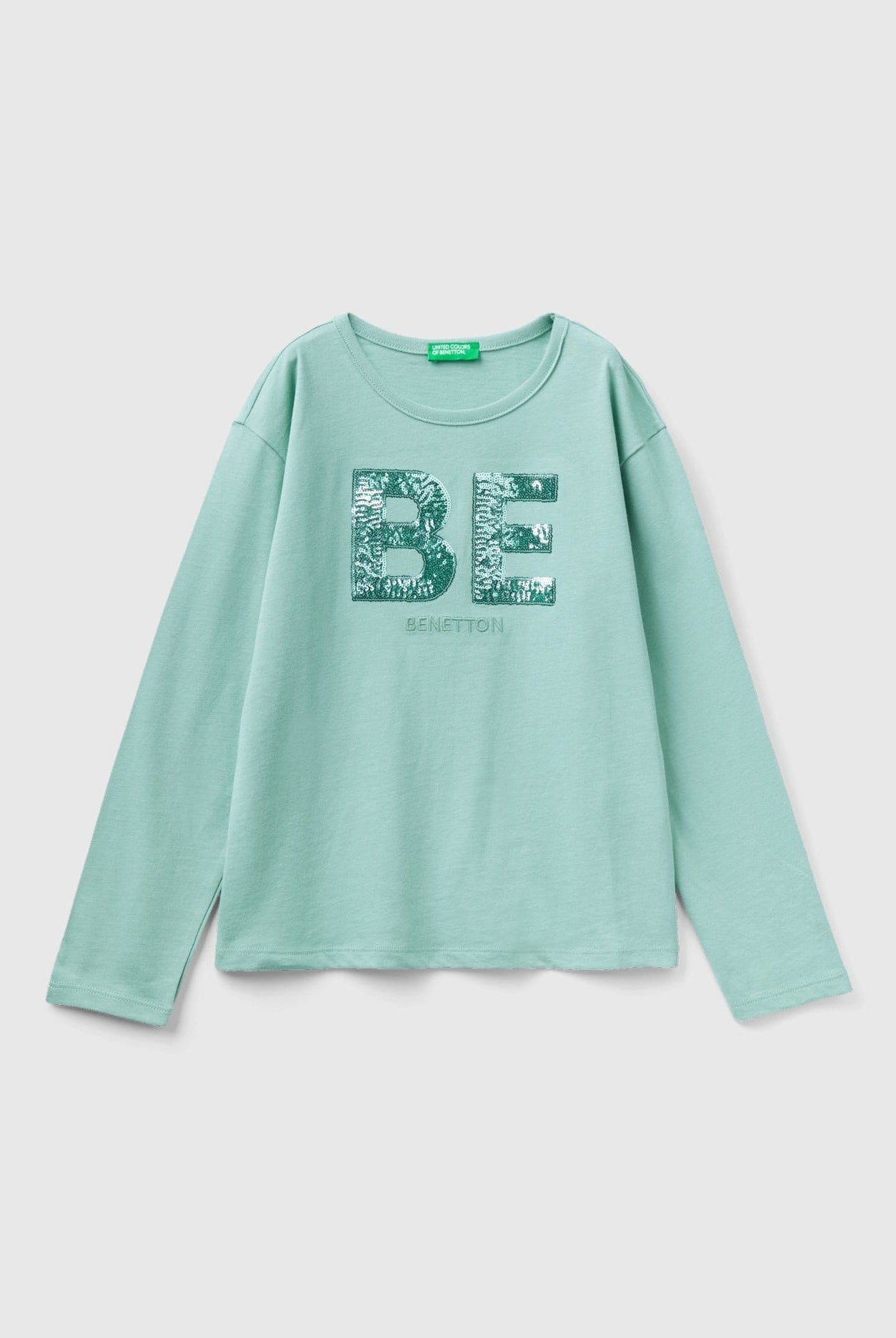 يونايتد كولورز اوف بينيتون تيشيرت من القطن مع الترتر كم طويل أطفالي