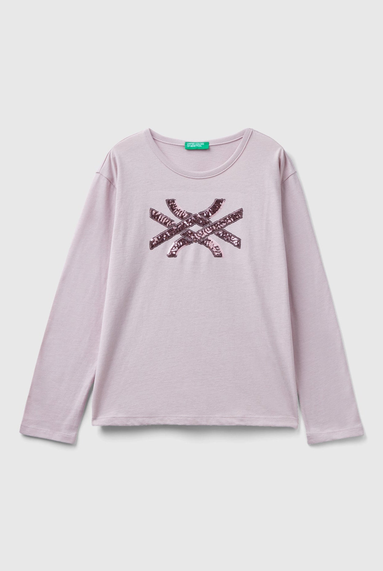 يونايتد كولورز اوف بينيتون تيشيرت من القطن مع الترتر كم طويل أطفالي