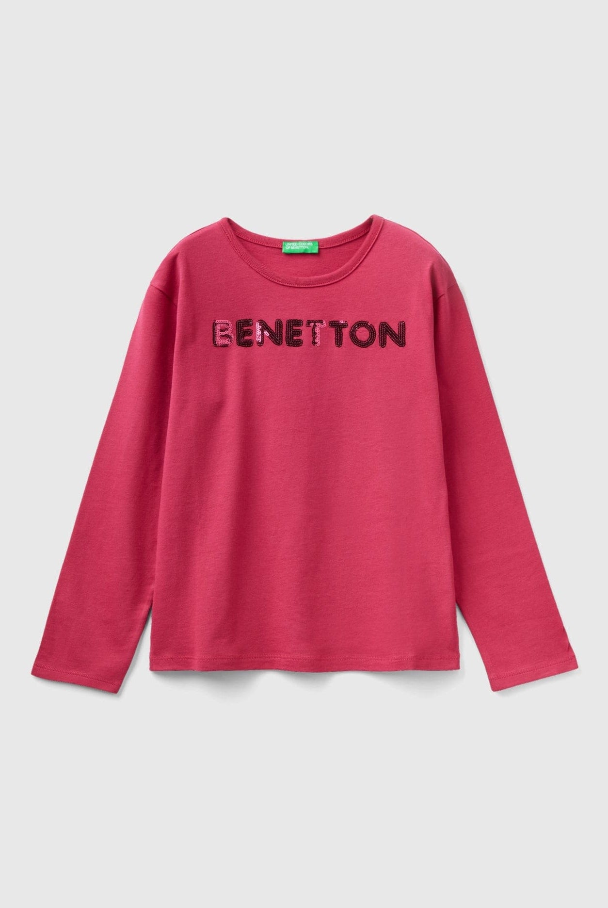 يونايتد كولورز اوف بينيتون تيشيرت من القطن مع الترتر كم طويل أطفالي