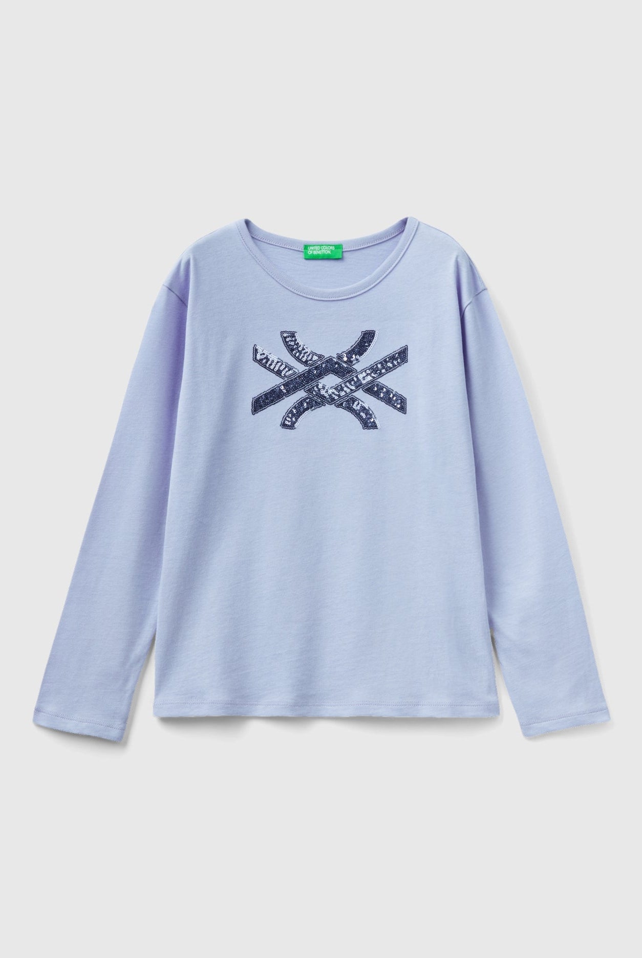 يونايتد كولورز اوف بينيتون تيشيرت من القطن مع الترتر كم طويل أطفالي