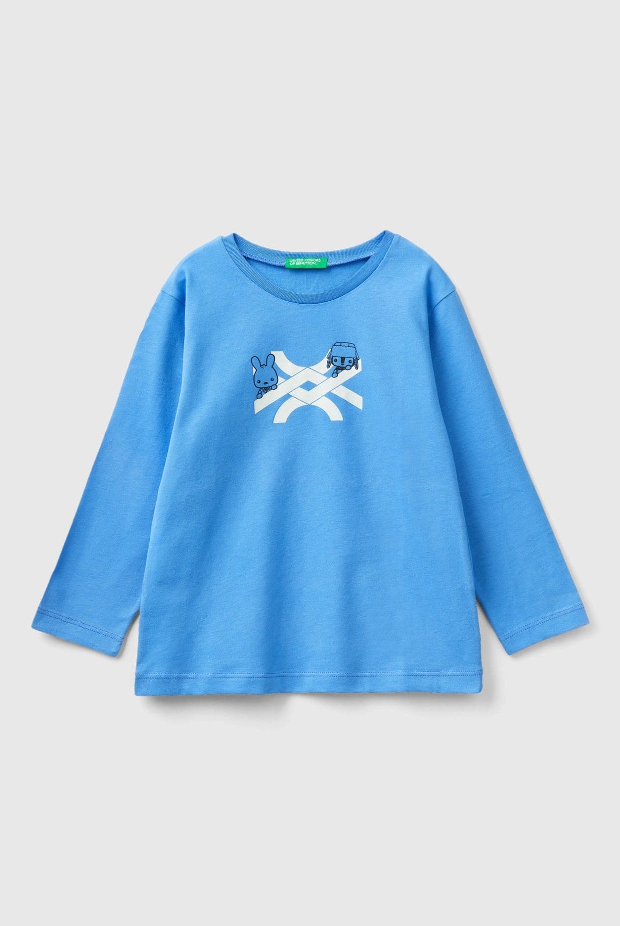 يونايتد كولورز اوف بينيتون تيشيرت بياقة دائرية من القطن العضوي الدافئ أطفالي