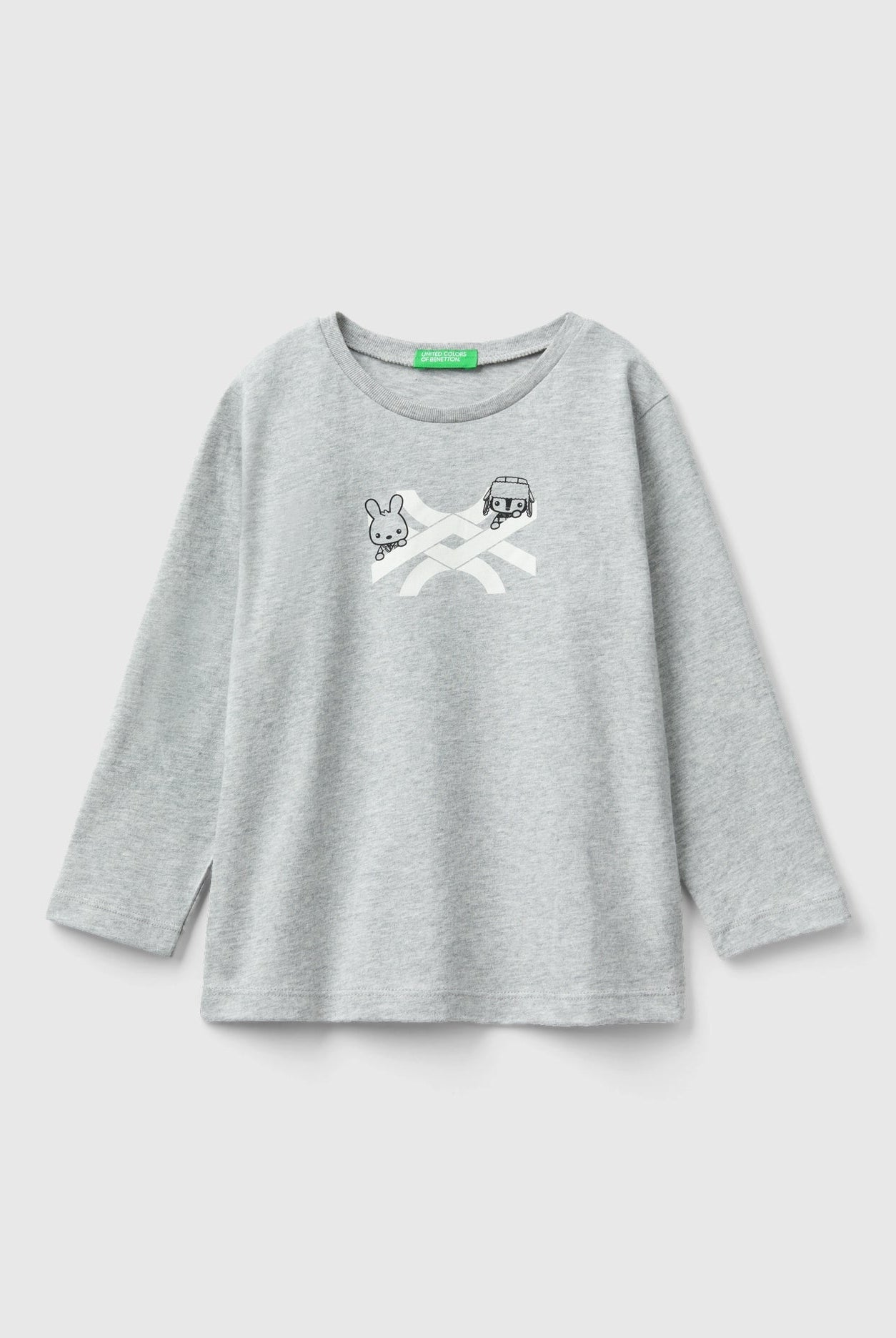 يونايتد كولورز اوف بينيتون تيشيرت بياقة دائرية من القطن العضوي الدافئ أطفالي