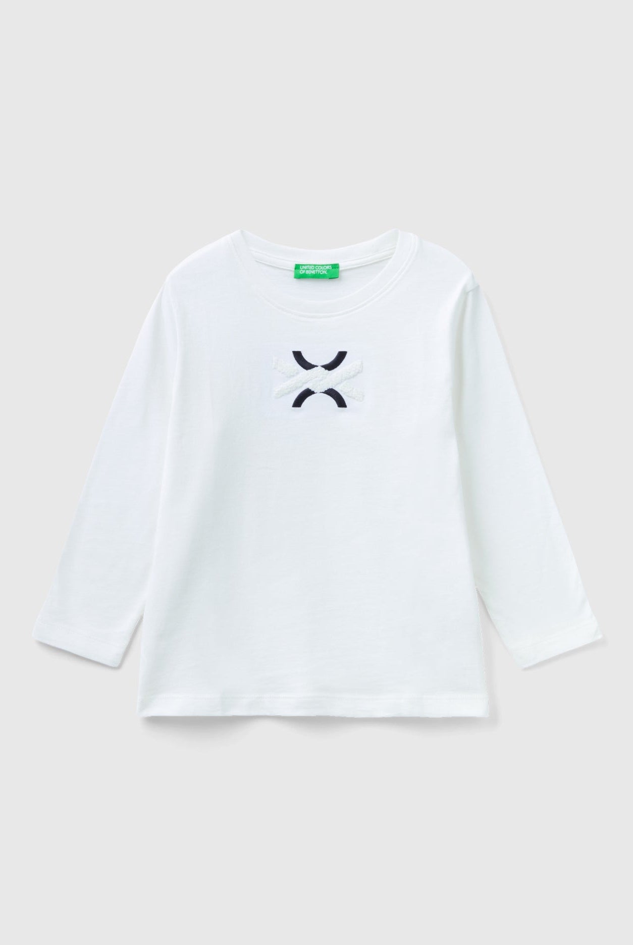 يونايتد كولورز اوف بينيتون تي شيرت بتطريز أمامي كم طويل أطفالي