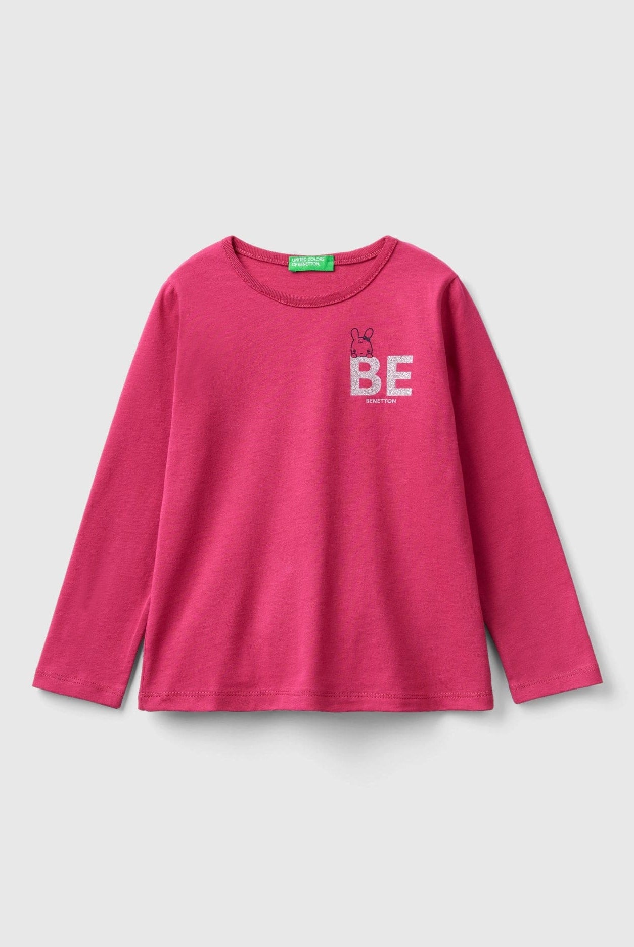 يونايتد كولورز اوف بينيتون تي شيرت بناتي بقصة عادية من القطن العضوي