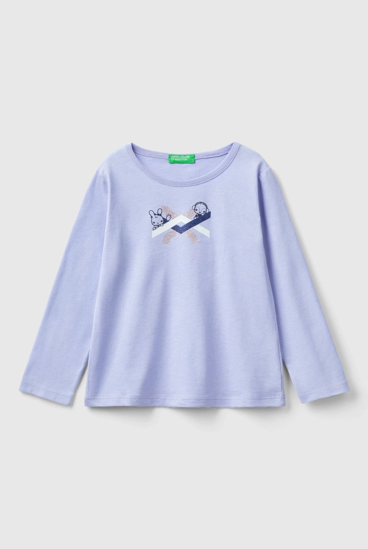 يونايتد كولورز اوف بينيتون تي شيرت بناتي بقصة عادية من القطن العضوي