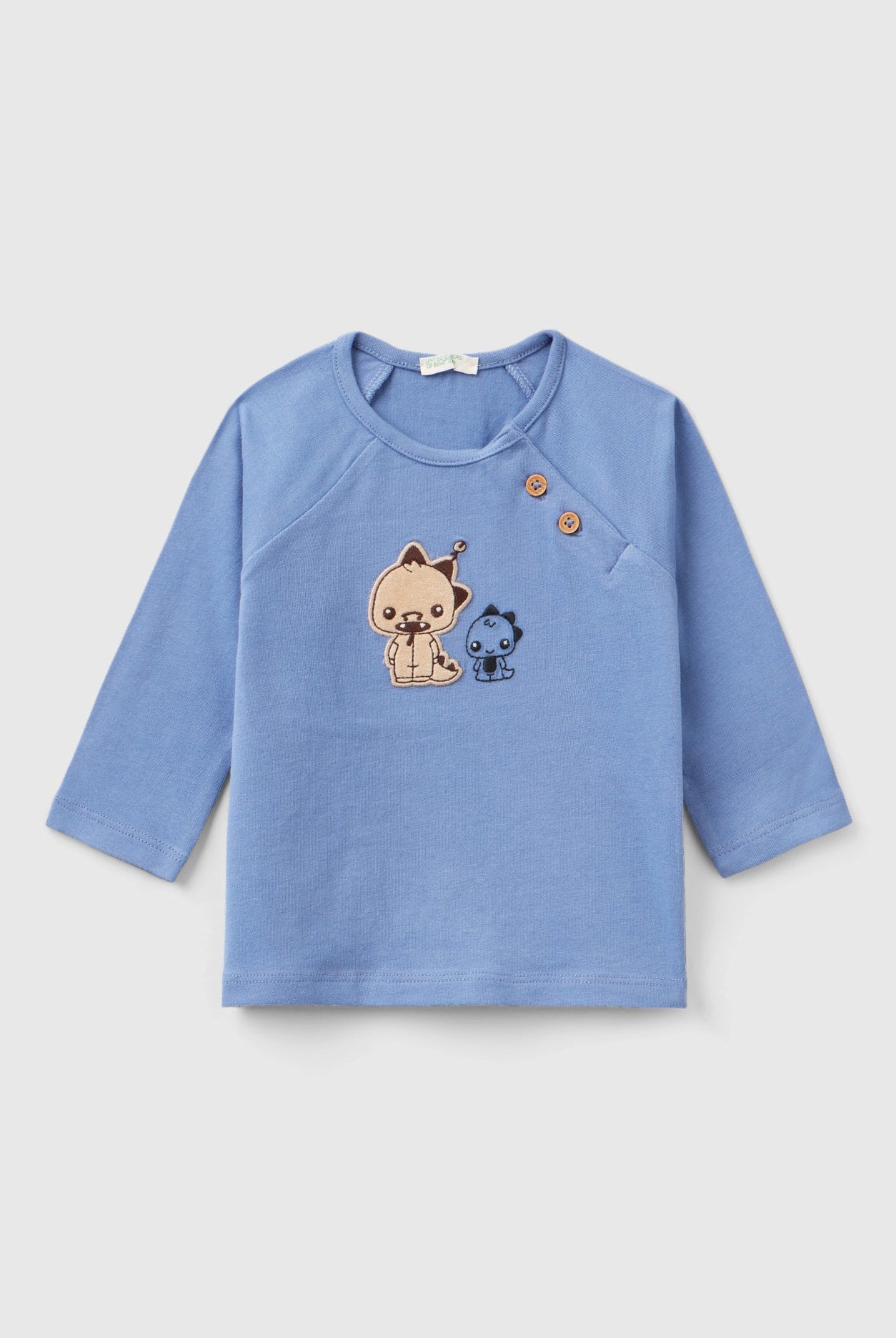 يونايتد كولورز اوف بينيتون تيشيرت قطن بطبعة أمامية كم طويل بأزرار رضع أطفال