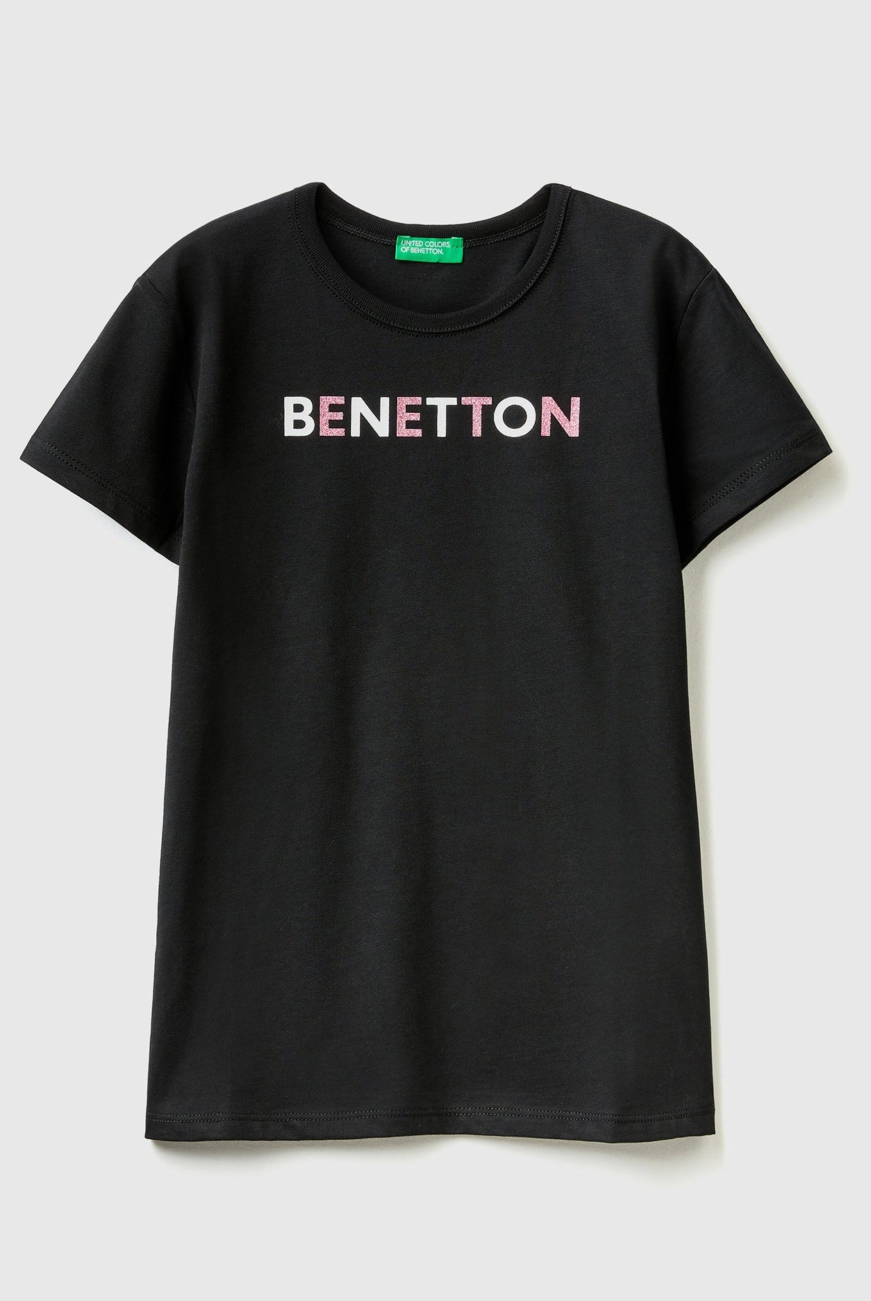 يونايتد كولورز اوف بينيتون تيشيرت بشعار لامع من القطن نص كم أطفالي