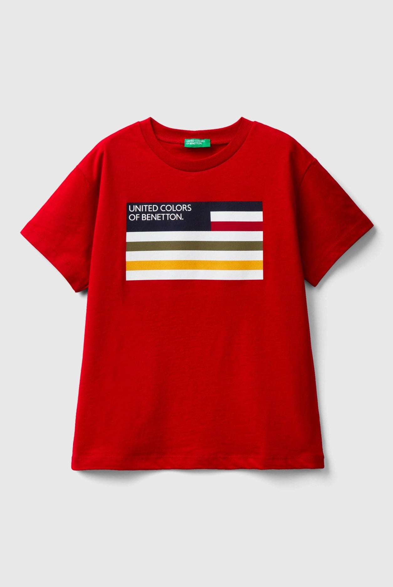 يونايتد كولورز اوف بينيتون تيشيرت سادة قطن عضوي 100% بشعار أطفالي