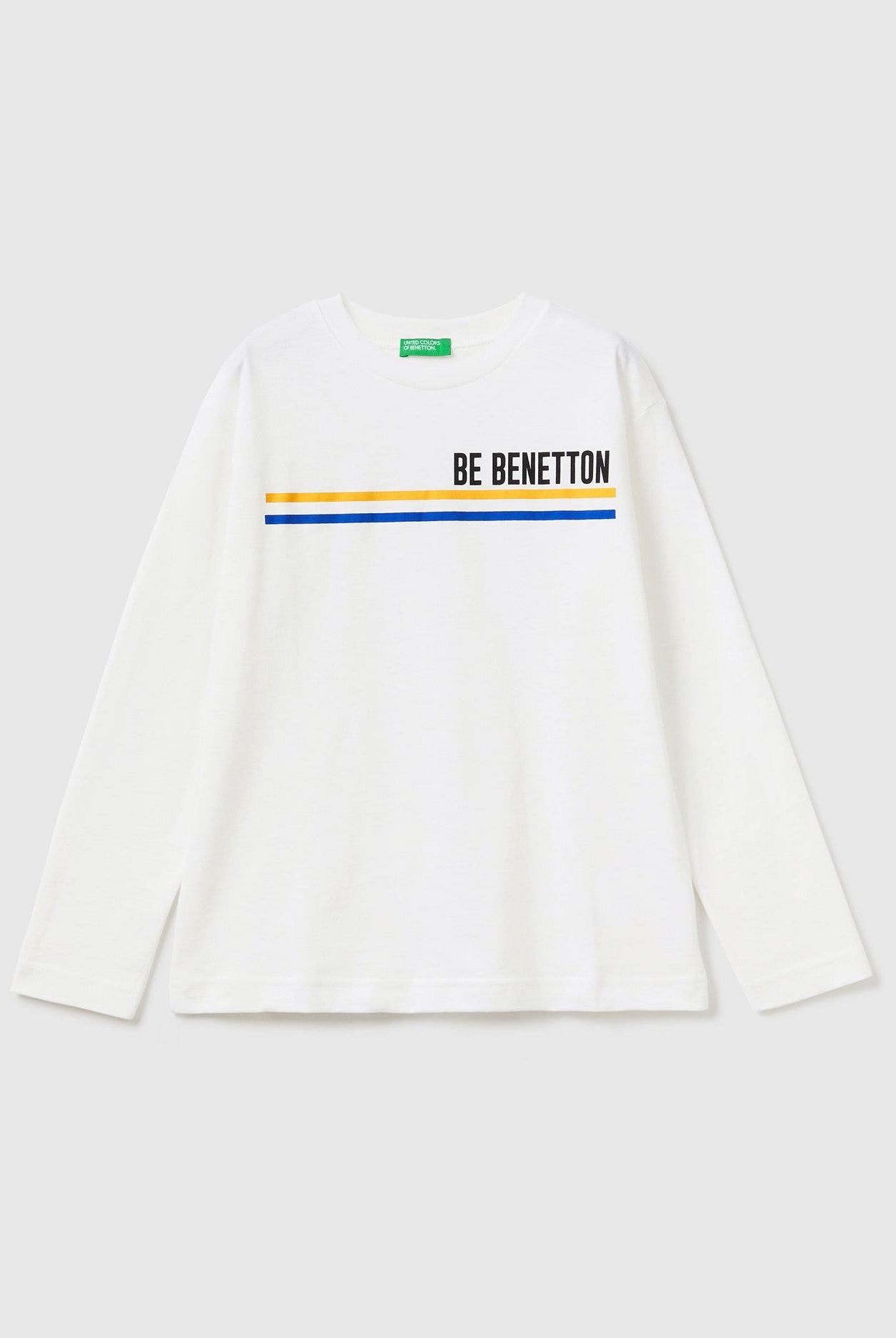 يونايتد كولورز اوف بينيتون تيشيرت اطفالي قطن عضوي بأكمام طويلة ورسمه عالصدر