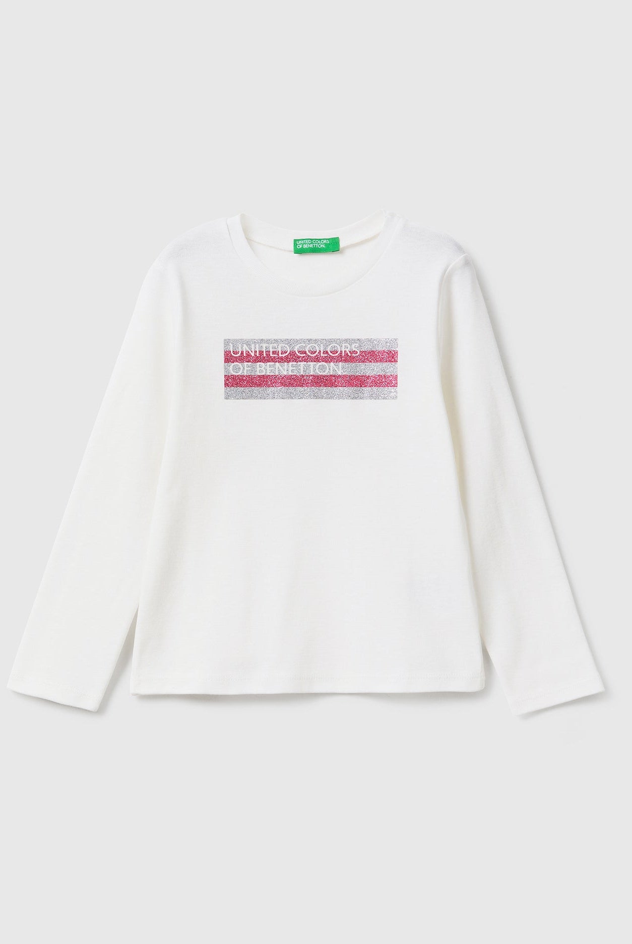 يونايتد كولورز اوف بينيتون تيشيرت بأكمام طويلة وطبعة لامعة بناتي