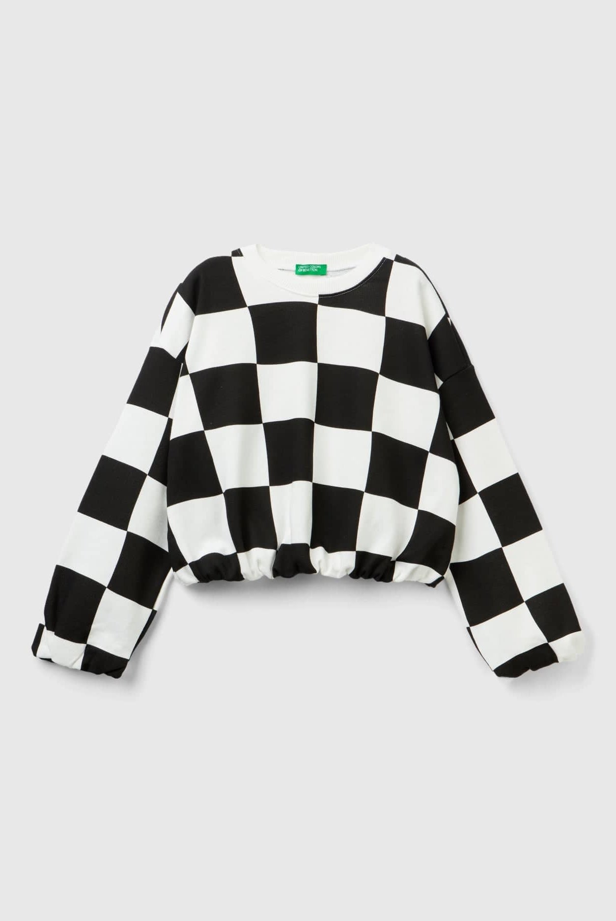 يونايتد كولورز اوف بينيتون سترة مربعات بناتي كم طويل