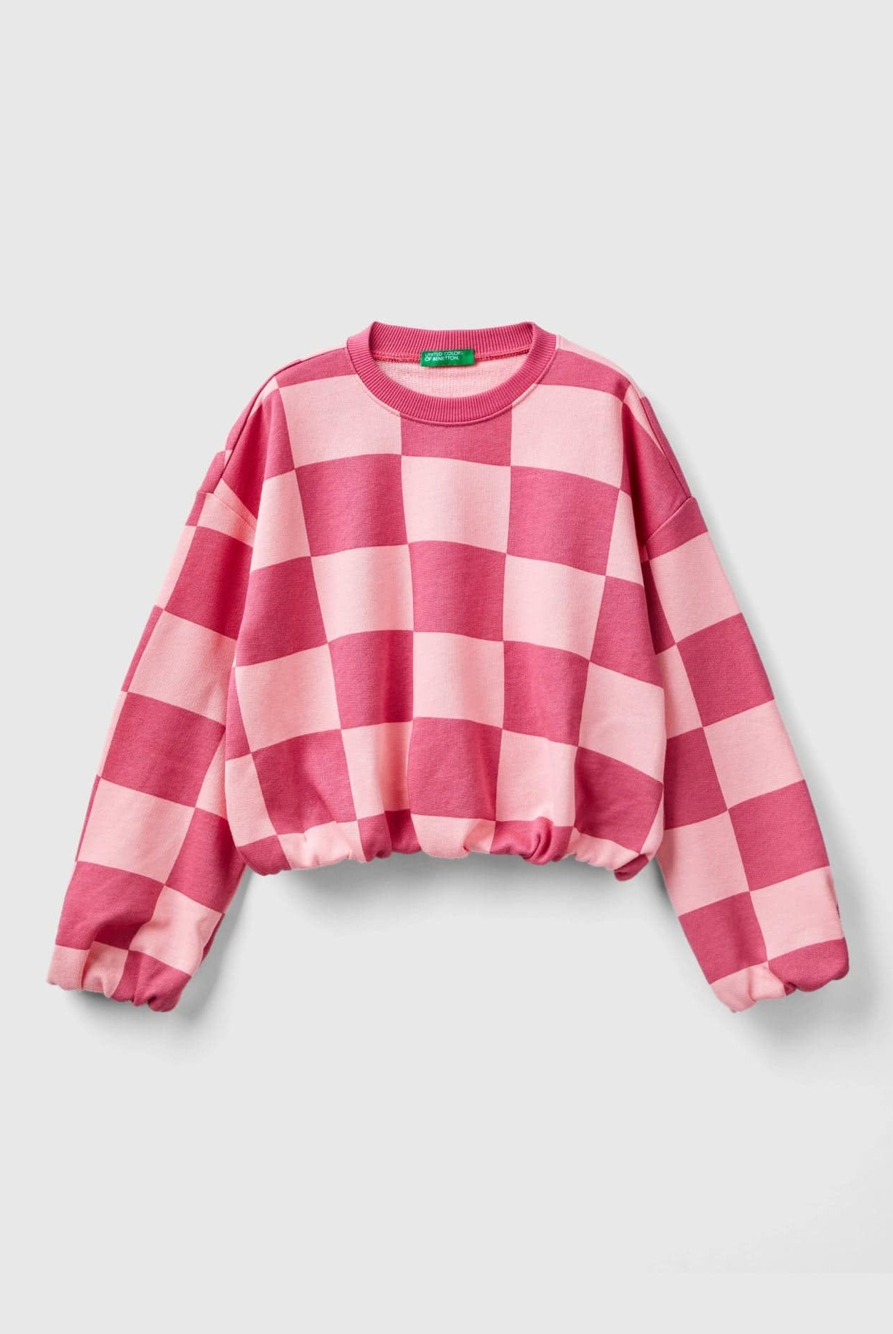 يونايتد كولورز اوف بينيتون سترة مربعات بناتي كم طويل