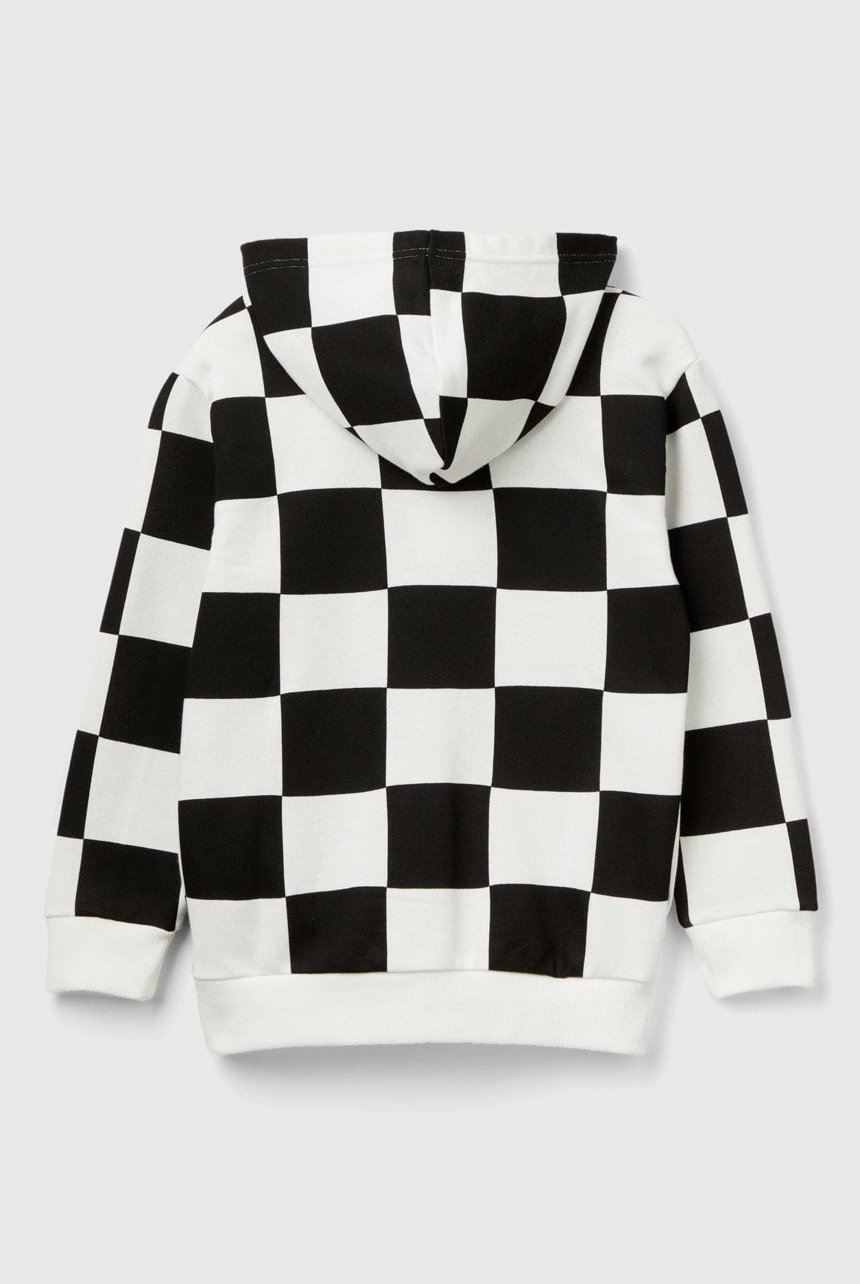 يونايتد كولورز اوف بينيتون هودي مُربعات أسود وأبيض بسحاب أطفالي