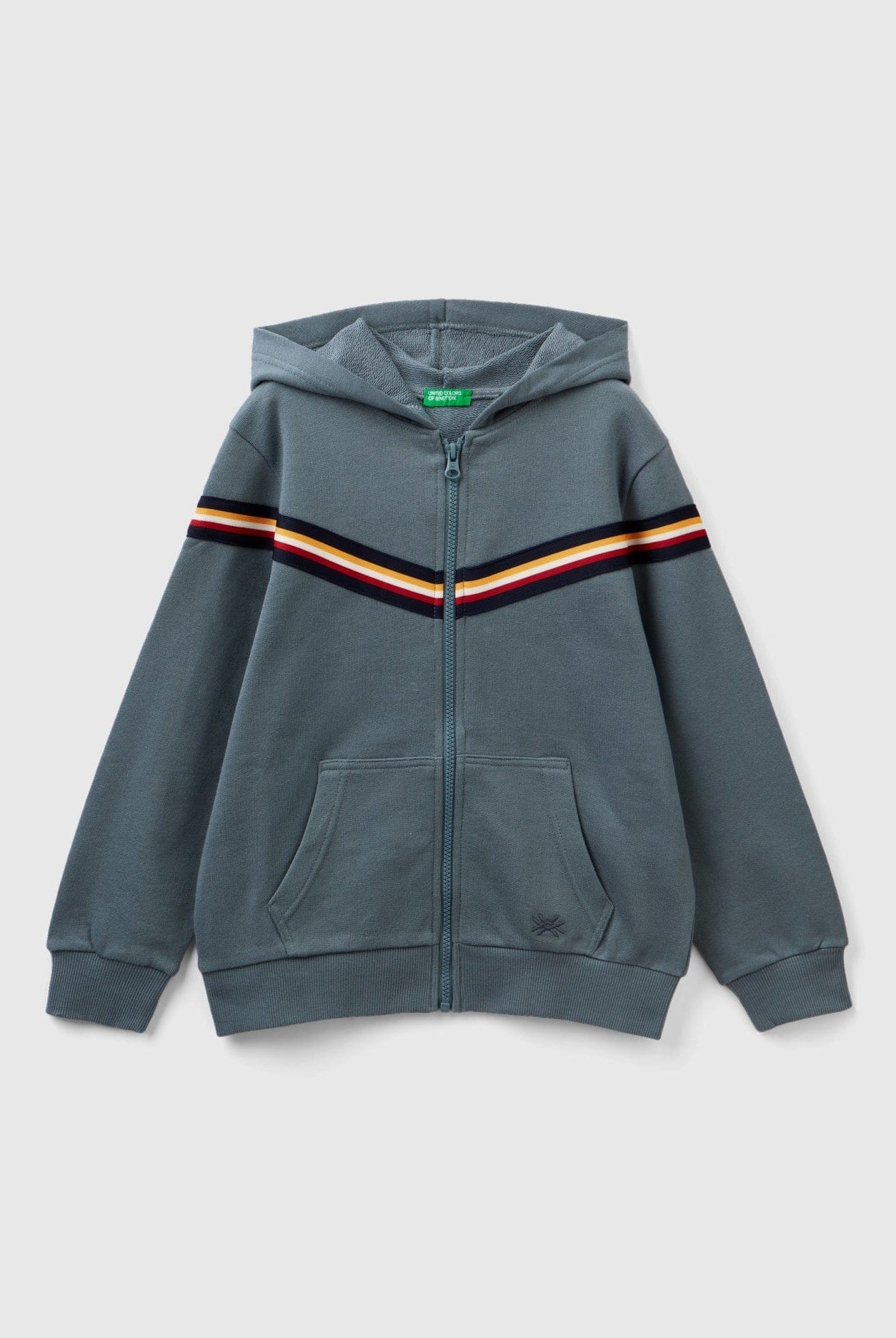 يونايتد كولورز اوف بينيتون سويت شيرت بتفاصيل مخططة كم طويل بسحاب