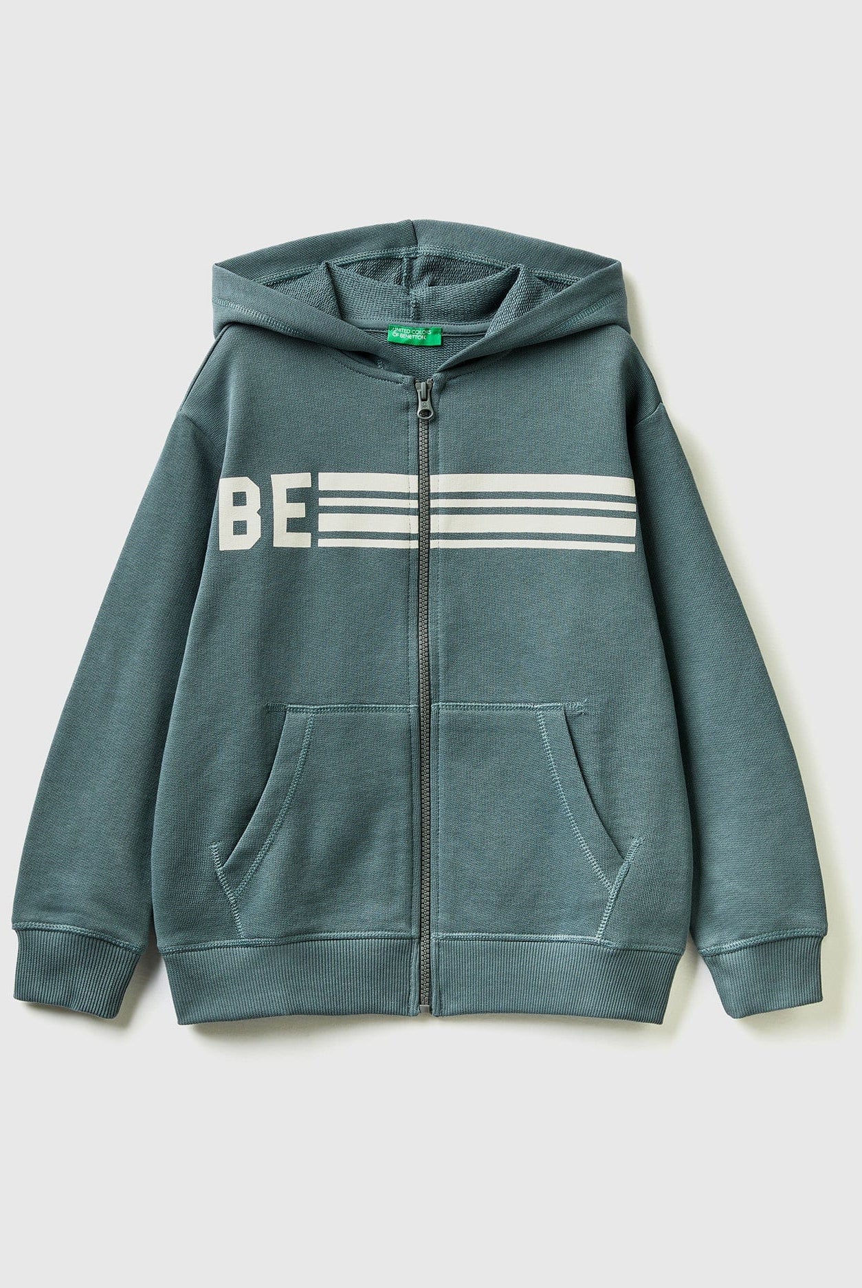 يونايتد كولورز اوف بينيتون سويت شيرت بسحاب مزين بطبعة BE للأطفال