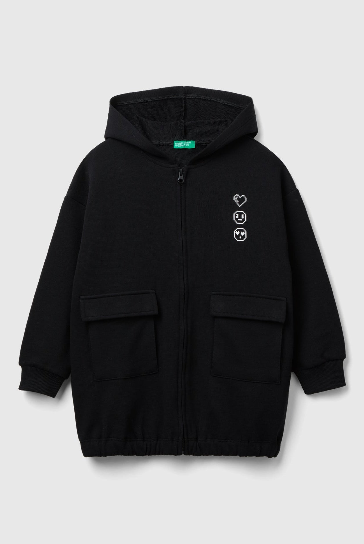 يونايتد كولورز اوف بينيتون هودي اطفال واسع مع طباعة وجيوب عالصدر