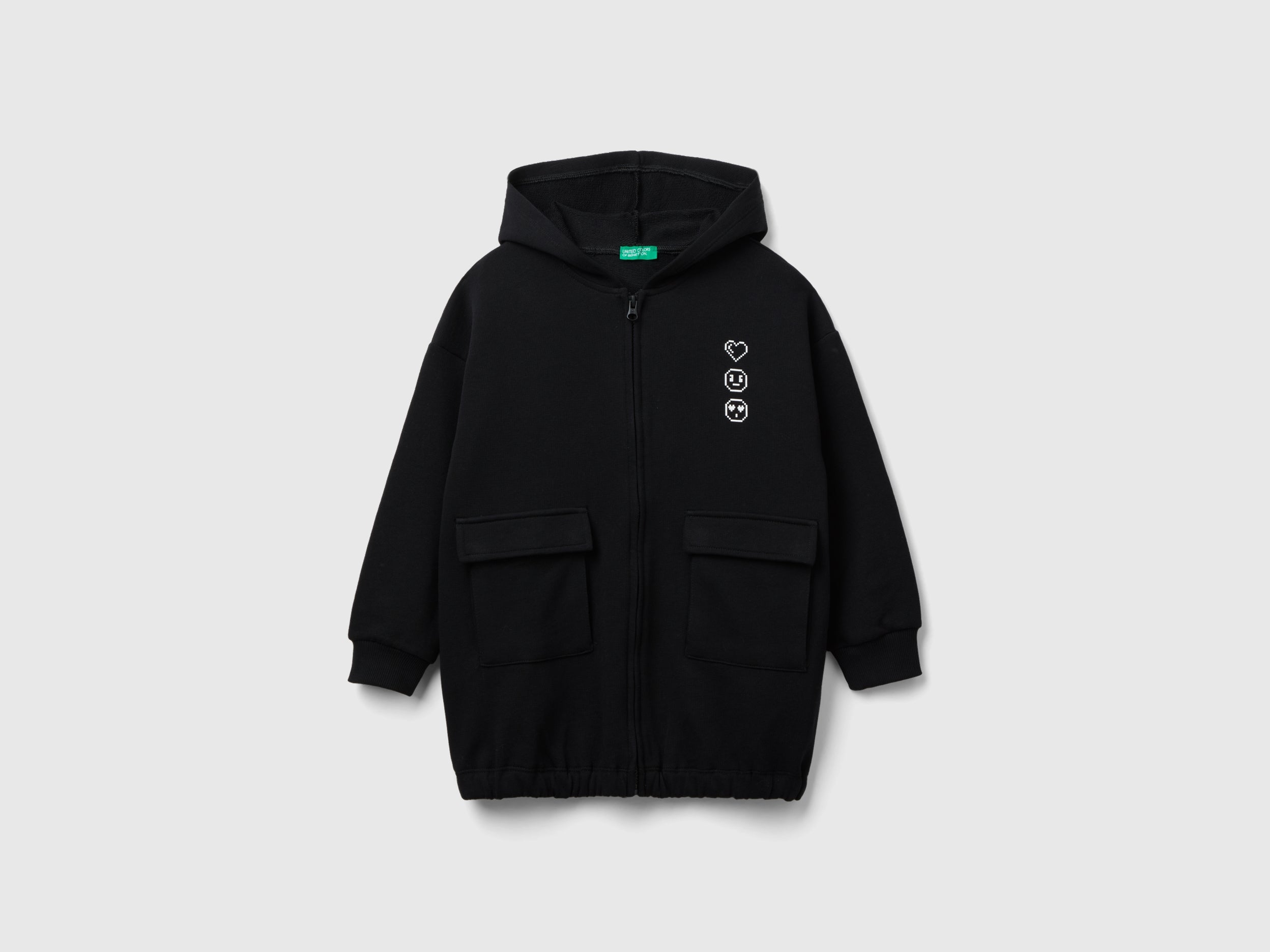 يونايتد كولورز اوف بينيتون هودي اطفال واسع مع طباعة وجيوب عالصدر