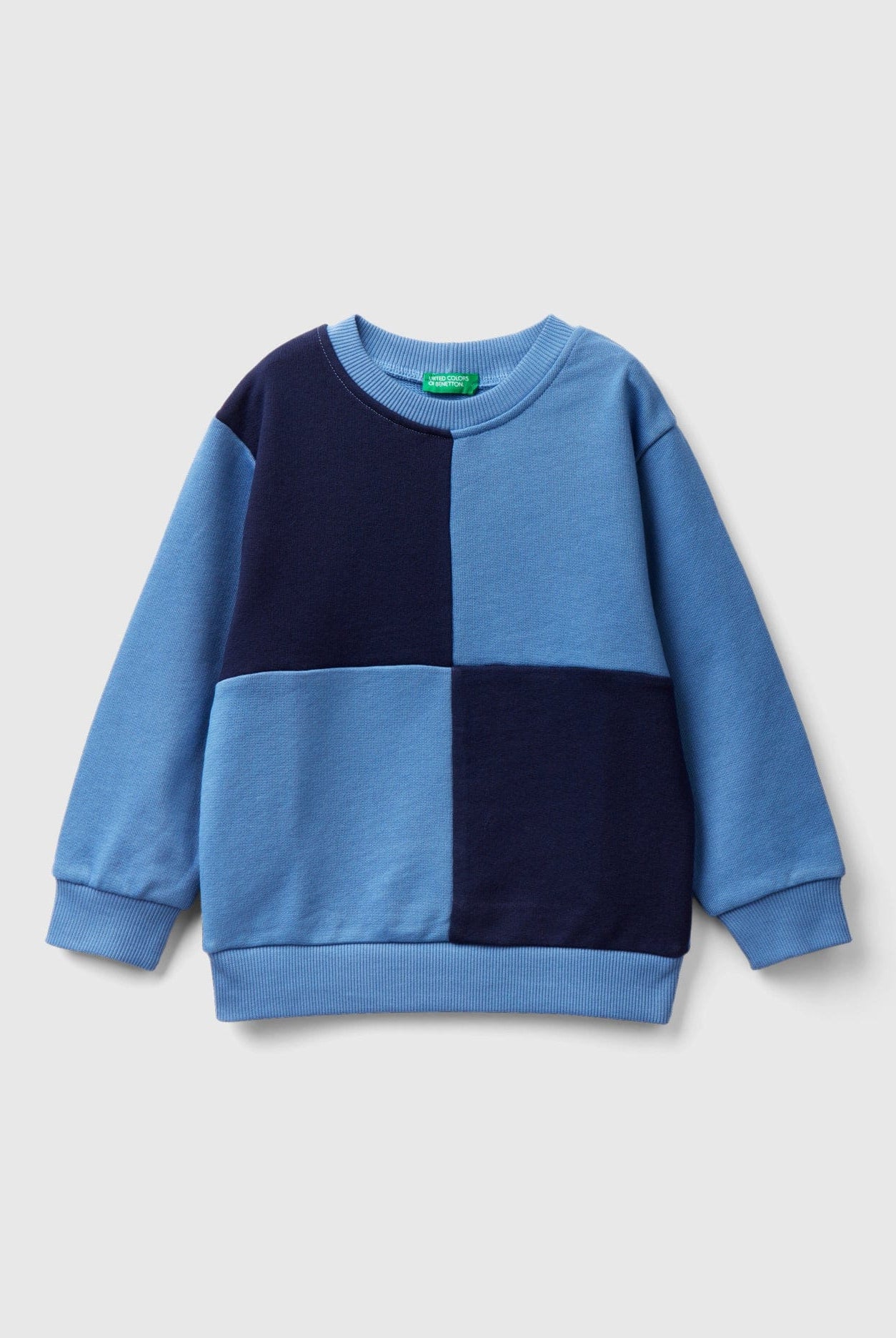 يونايتد كولورز اوف بينيتون سويت شيرت بنقشة ماكسي بنمط مربعات كم طويل أطفالي