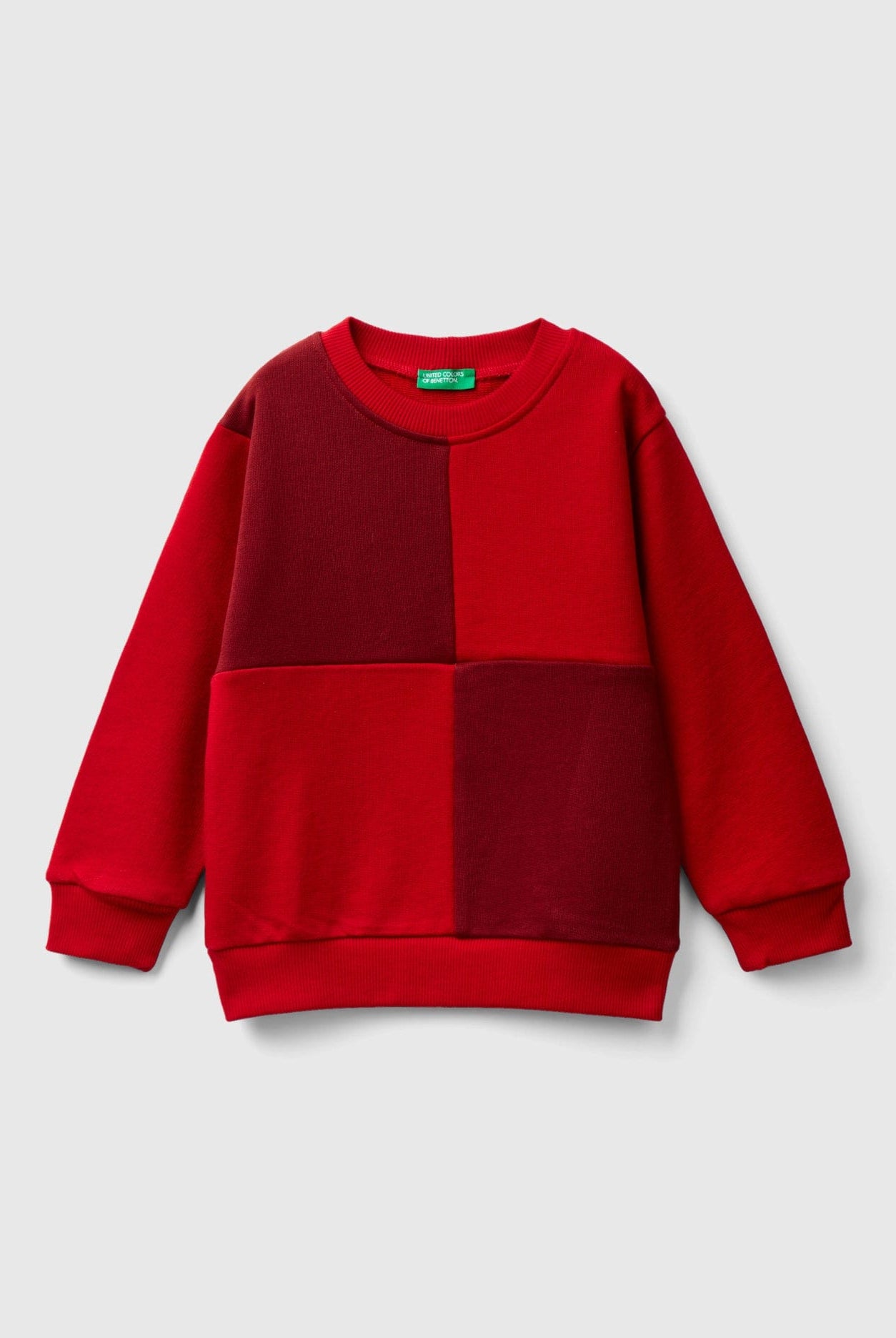 يونايتد كولورز اوف بينيتون سويت شيرت بنقشة ماكسي بنمط مربعات كم طويل أطفالي