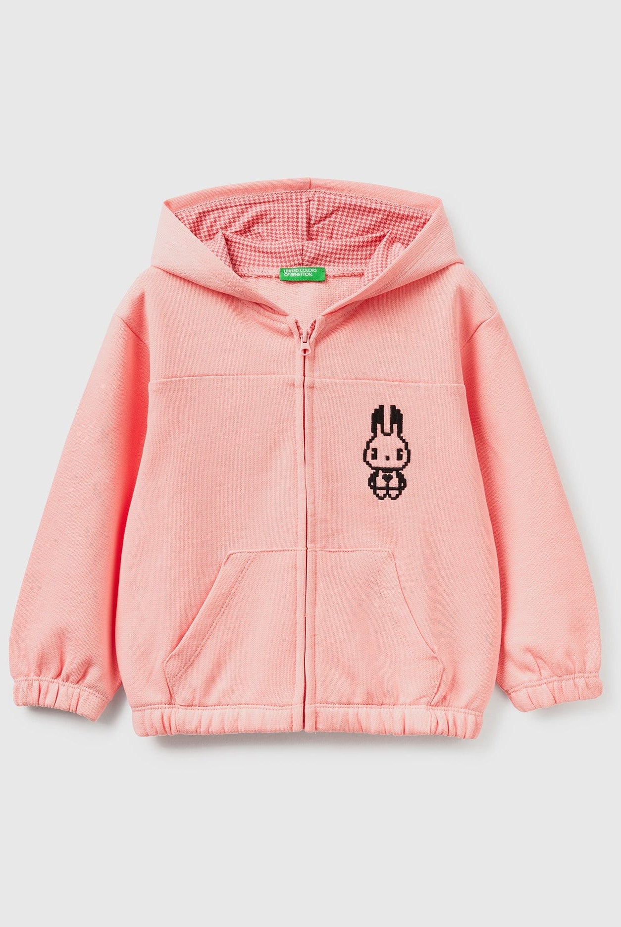 يونايتد كولورز اوف بينيتون سويت شيرت بتطريز بيكسل بسحاب كم طويل بناتي