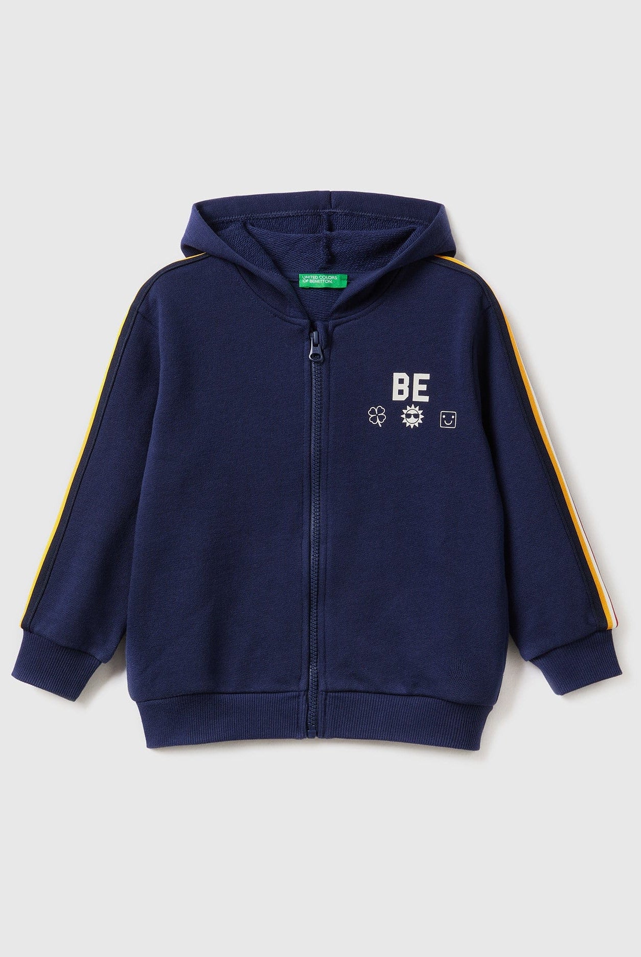 يونايتد كولورز اوف بينيتون سويت شيرت بطباعة "BE" بسحاب كم طويل أطفالي