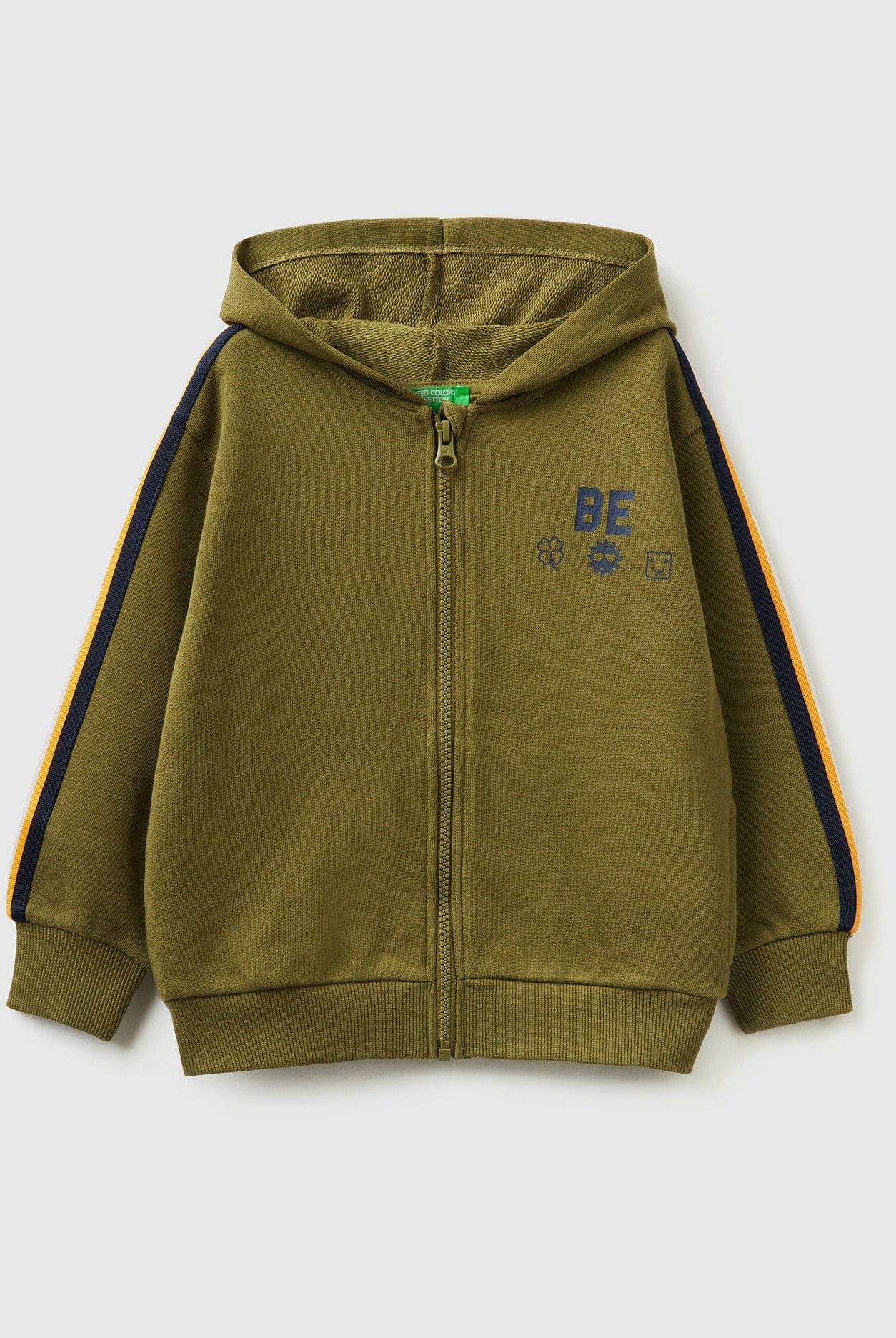 يونايتد كولورز اوف بينيتون سويت شيرت بطباعة "BE" بسحاب كم طويل أطفالي